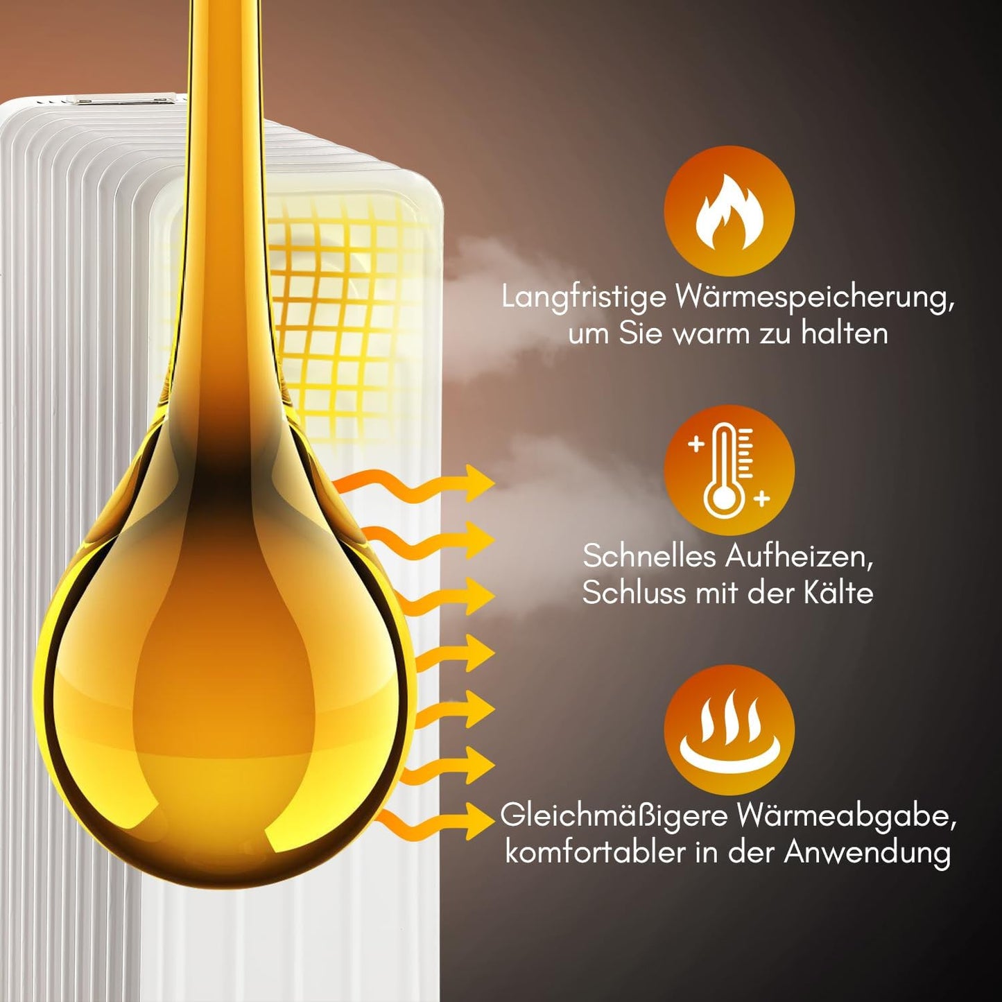Fiqops Ölradiator 2500 W, energiesparend mit 11 Heizrippen, 3 Heizstufen, Thermostat, WLAN-App und Fernbedienung, Digitalanzeige