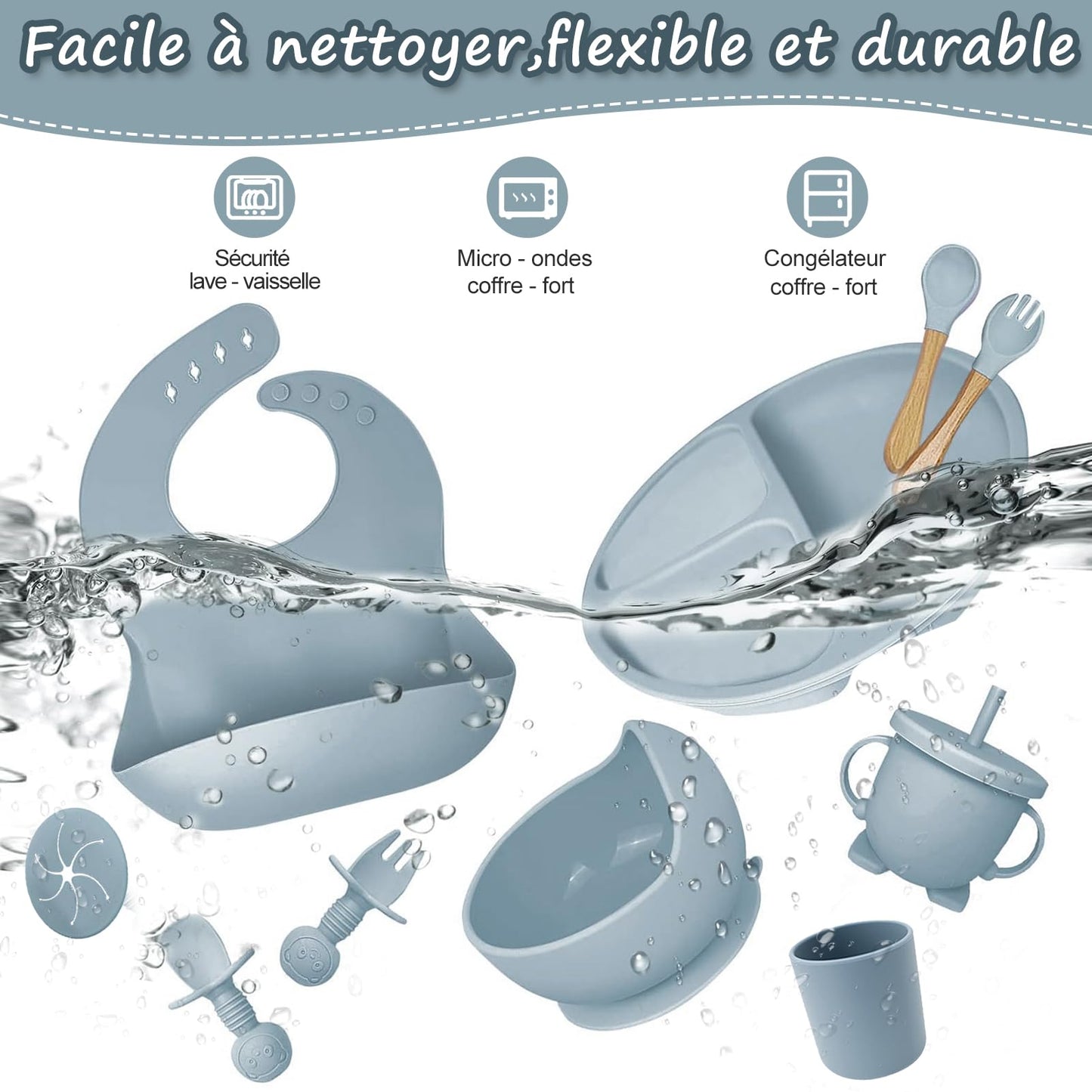 Ensemble de vaisselle pour bébé, ensemble de 12 couverts pour enfants, cuillère pour bébé, tasse à boire 