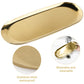 EXLECO 2 Badzimmer Deko Tablett Gold Servierplatte Mini Bad Dekotablett Edelstahl Serviertablett Schmuckschale Kerzentablett Oval Ablageschale für Schmuck Kerzen 