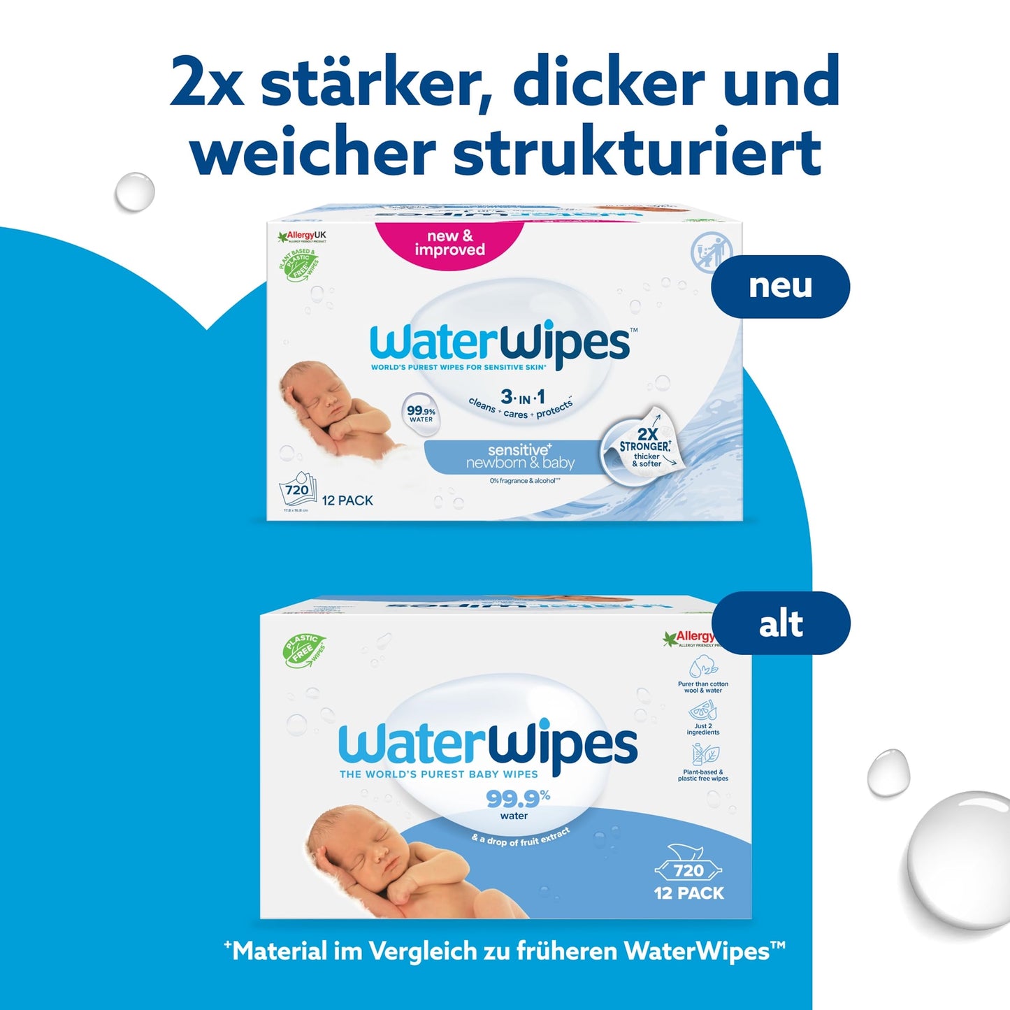 WaterWipes Plastic-Free Original Baby Wipes, 99.9% Water-Based Cleaning Wipes, Unscented for Sensitive Skin