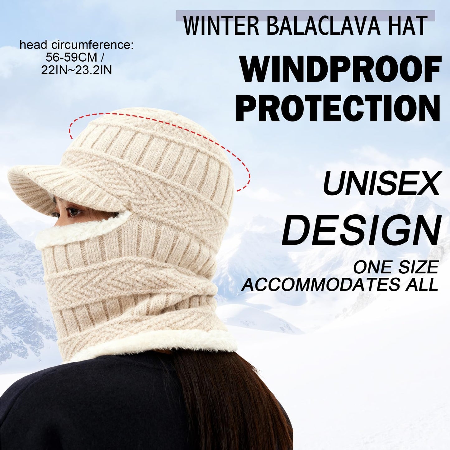 Sturmhaube aus Sturmhaube mit flexiblem Halswärmer, winddichter, Unisex-Wärmer-Gesichtsmaske 