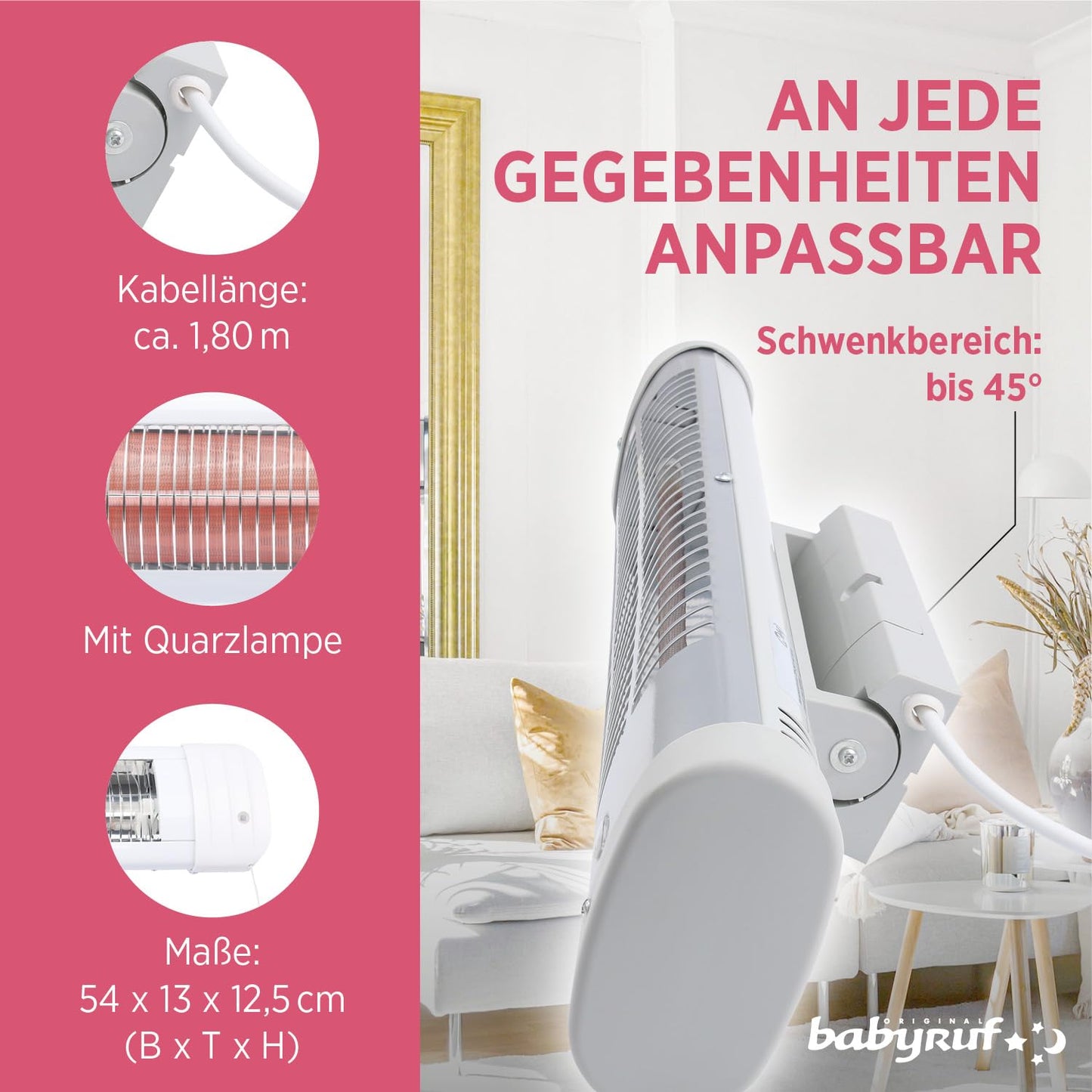 Chauffage bébé Heizstrahler 600 W Chauffage pour table à langer automatique 