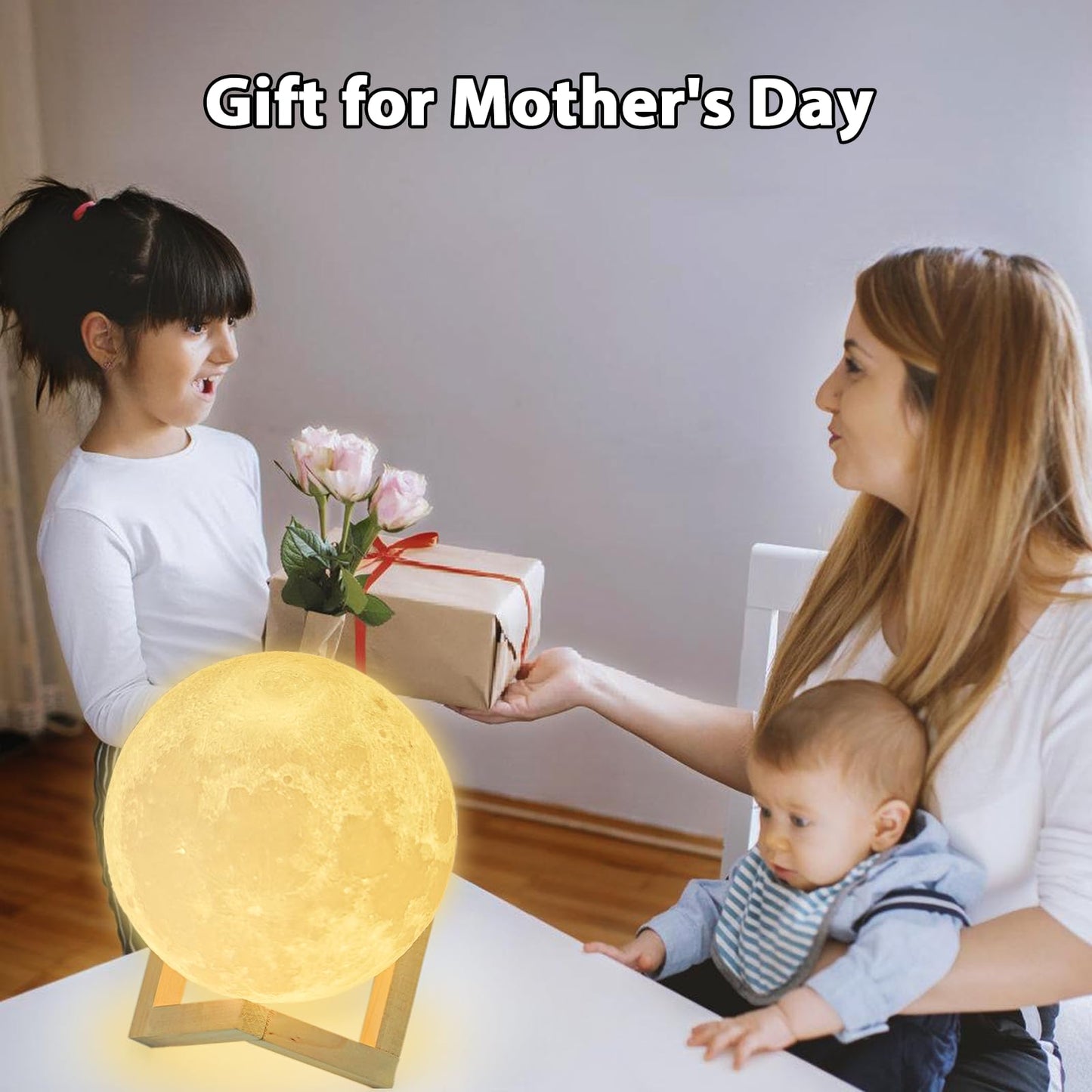 Balkan-Mondlampe 3D-Druck - Dimmbare USB-Lade-Touch-Lampe für Kinder und Paare - Romantisches Geschenk zum Geburtstag und fürs Schlafzimmer (3,5 Zoll) 