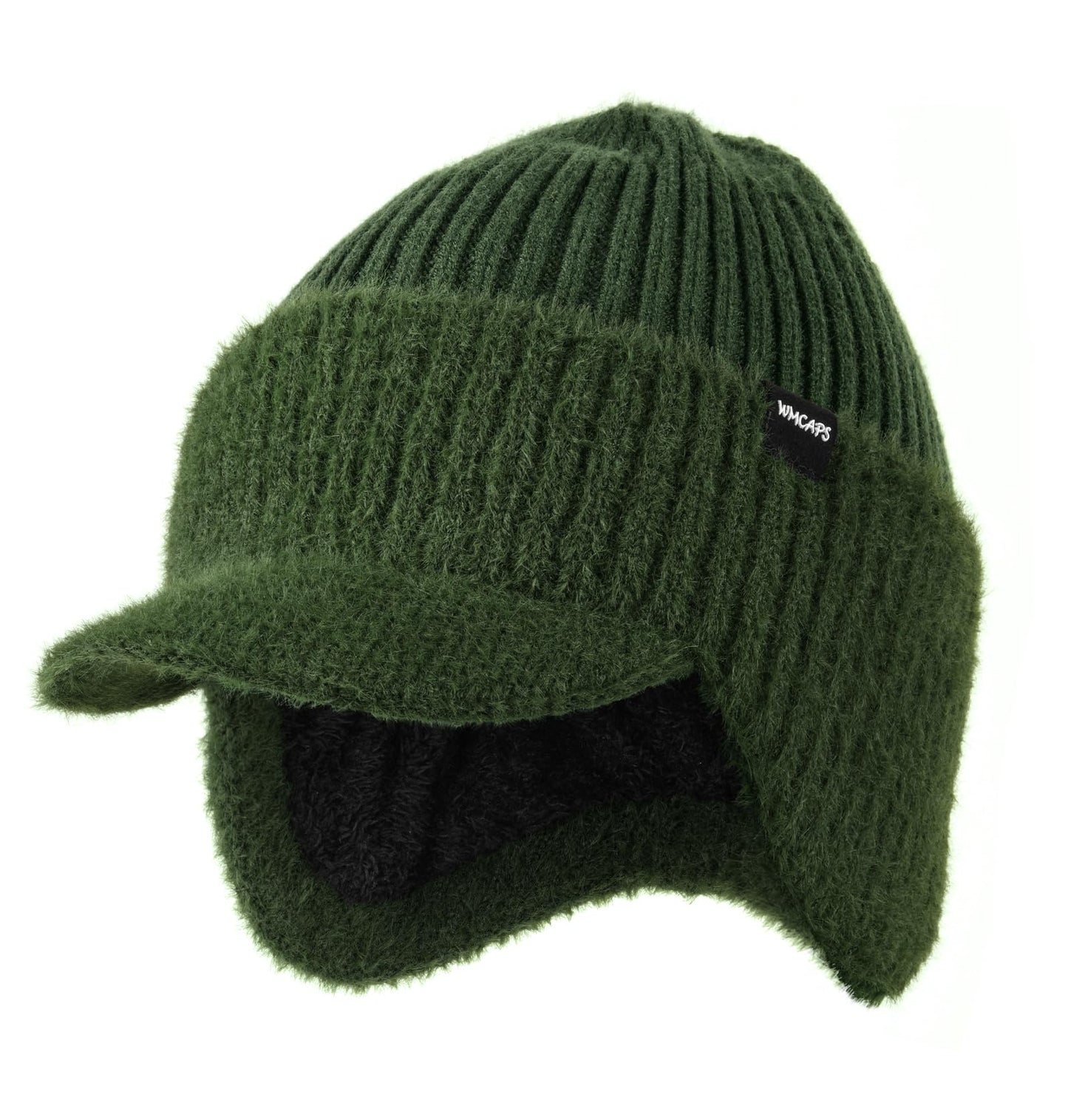 Wmcaps Wintermütze mit Schirm und Ohrenklappen für Herren, dick gefütterte Stirnklappenmütze mit Fleece-Futter, winddichte Kälteschutzmütze für Outdoor-Aktivitäten 