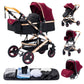 YAZOCO kinderwagen 3 in 1 Buggy Babybett Komplett Set Einem Klick Zusammenklappbarer Kinderwagen, KombiKinderwagen Aluminiumrahmen für Neugeborene 