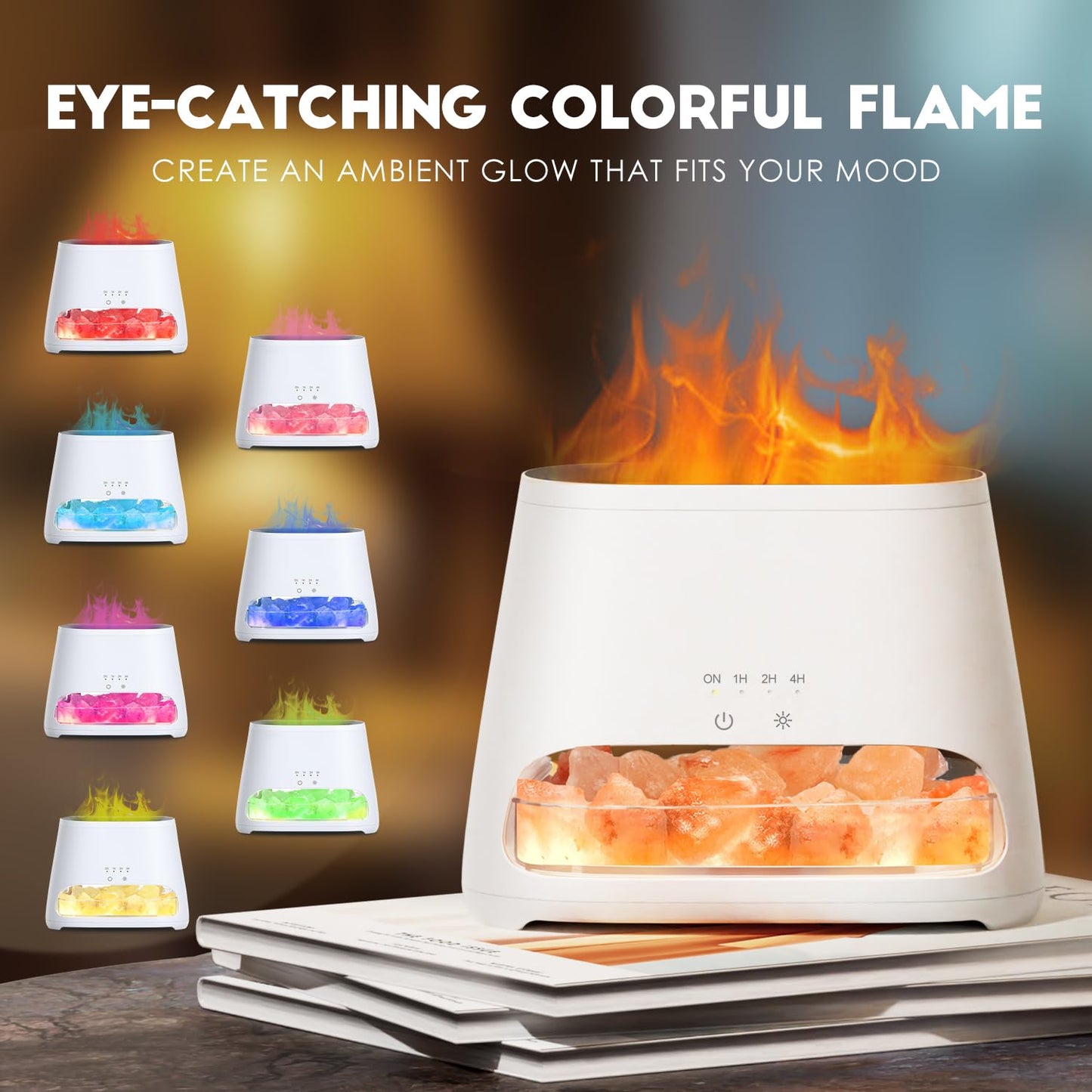 2-in-1 Aroma-Diffusor &amp; Salz-Serie Pakistan Light, Flammeneffekt für ätherische Öle, Luftbefeuchter mit 3 Helligkeitsstufen, 150 ml