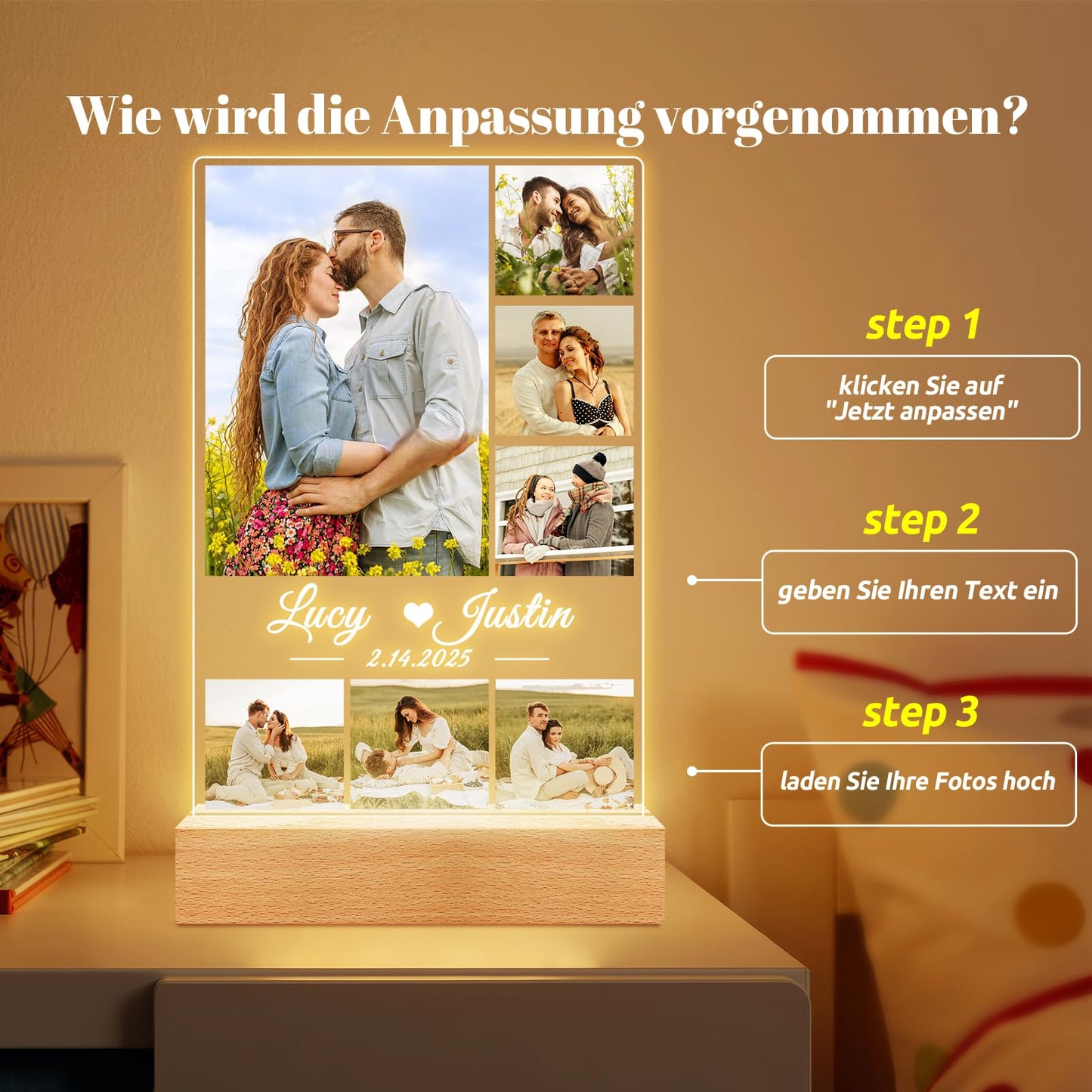 Cadeaux de Noël personnalisés pour femmes et hommes, cadre photo avec photo, cadeaux photo