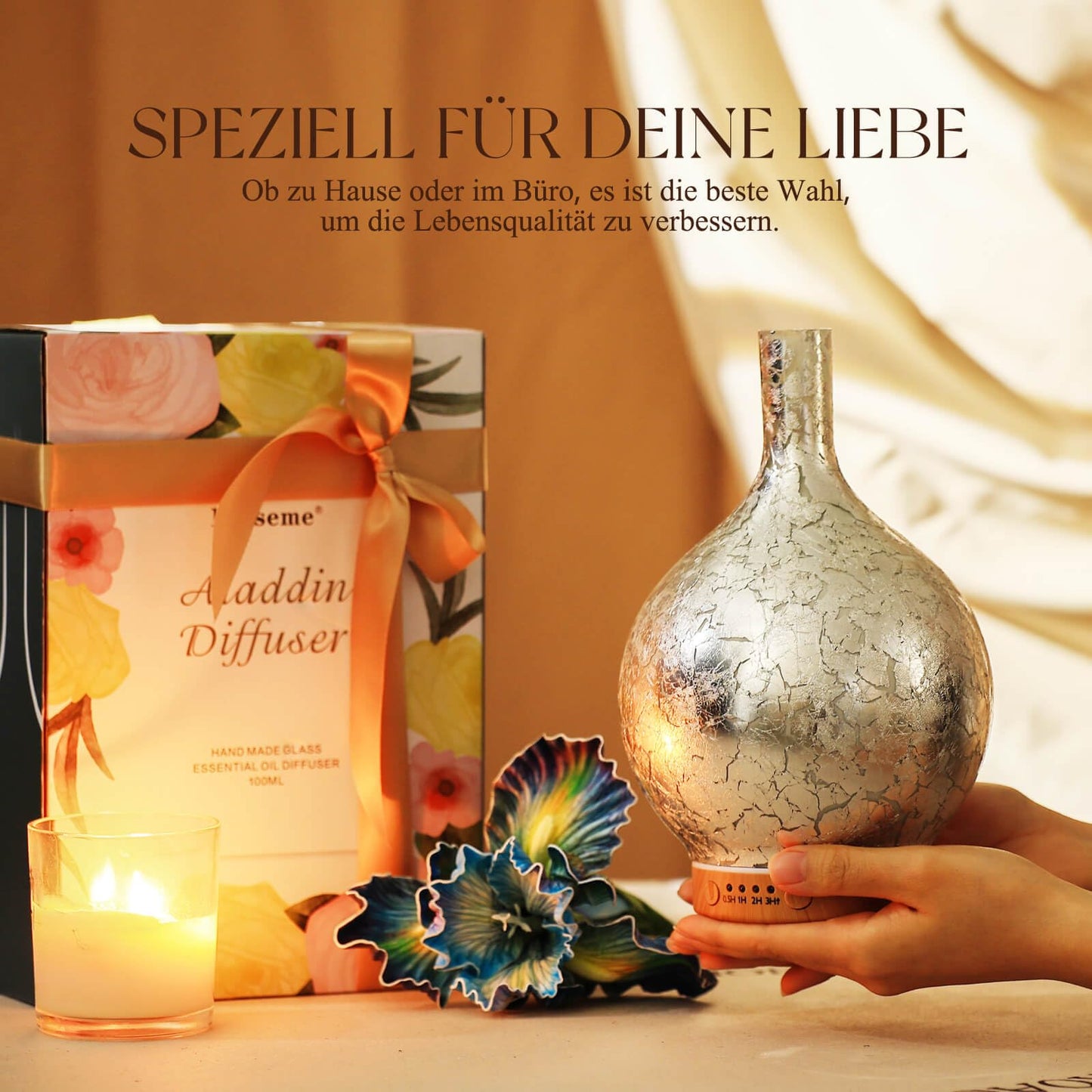Aroma Diffuser Luftbefeuchter,150ml Luftbefeuchter Ultraschall Leise 7 farbwechselnde LEDs 