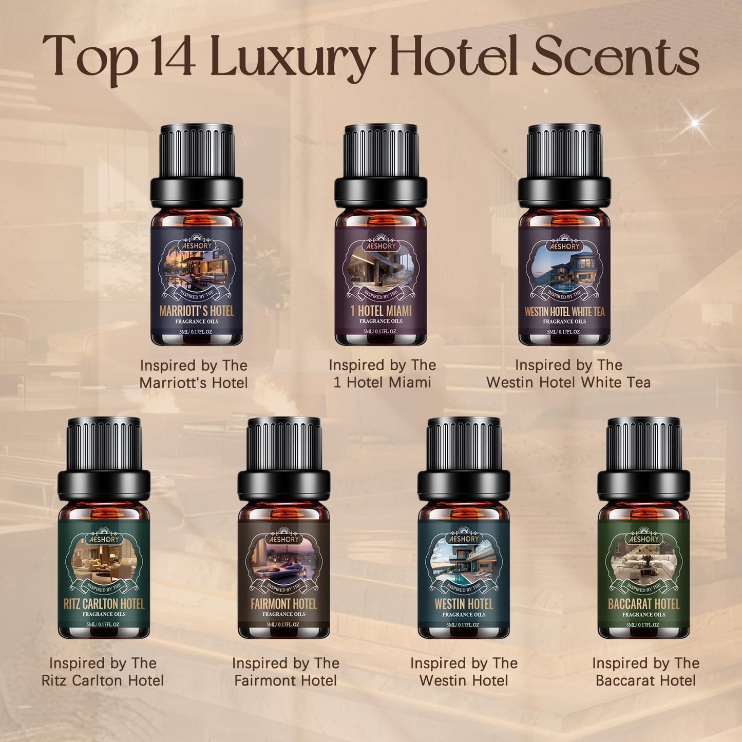 AESHORY 14 x 5 ml Hotel-Set mit ätherischen Ölen, Duftöl für Luftbefeuchter, für frische Luft 