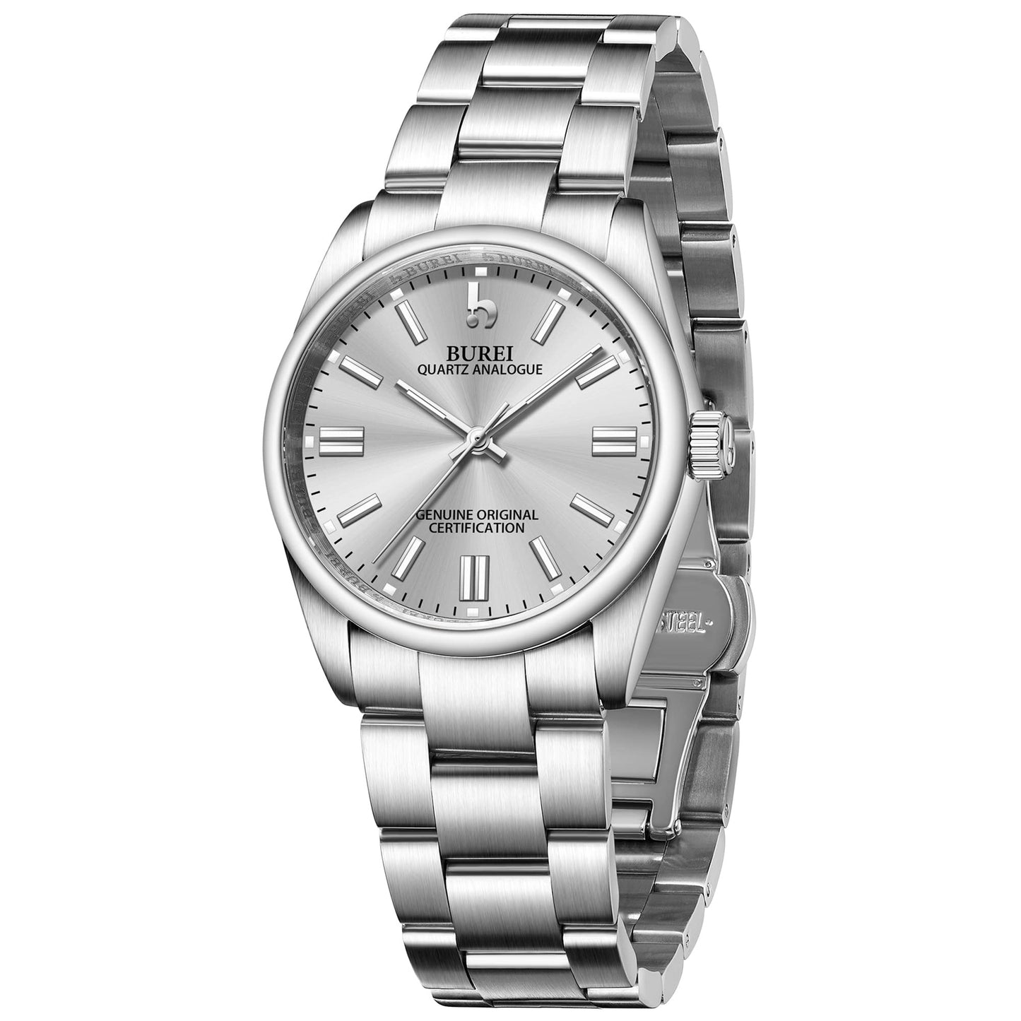 BUREI Women's Fashion Watch Analogue Quartz Steel Women Watch Business Dress