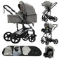Reenborn 3-in-1 Kinderwagen, Buggy mit zwei umkehrbaren Schiebemodi, Kinderwagen mit Gestell aus Aluminiumlegierung, Babywagen, 3-in-1 Komplettset mit Ein-Klick-Faltmechanismus 