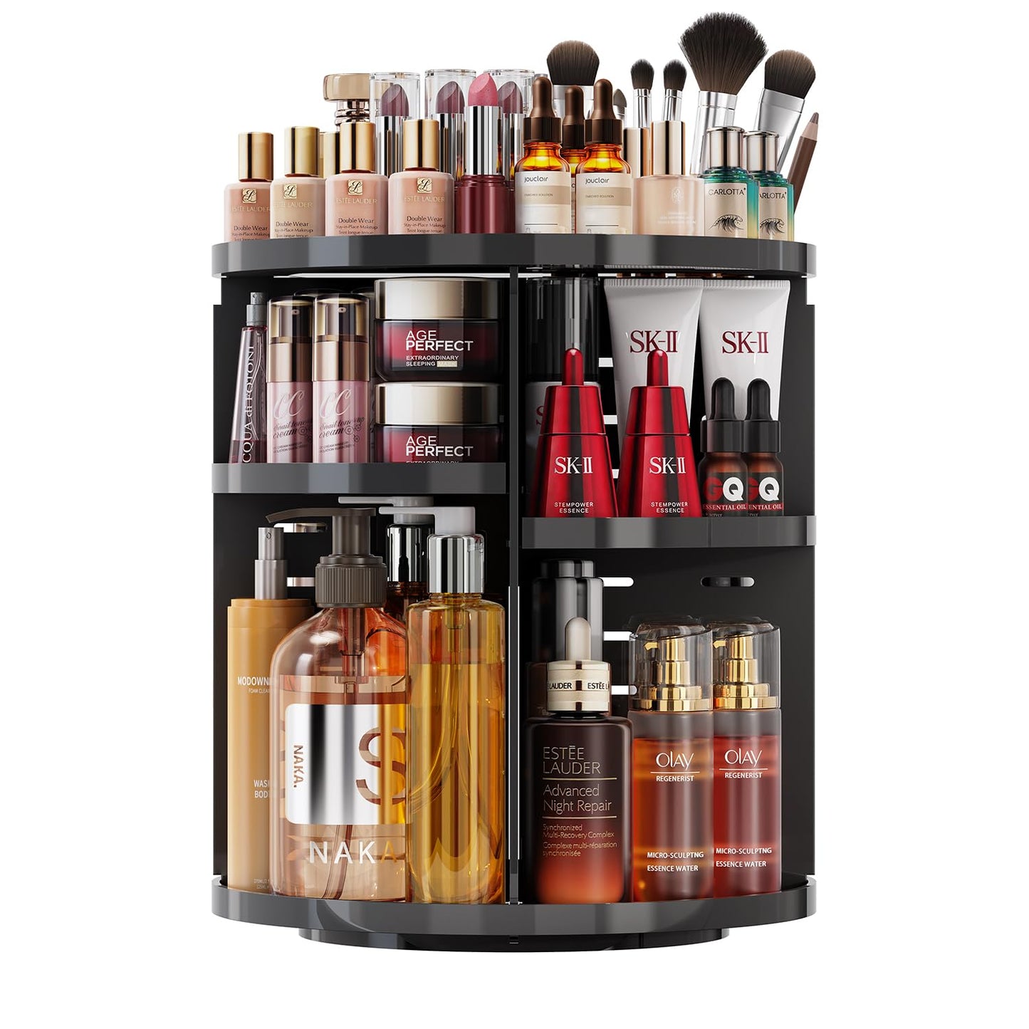 Auxmir Schminktisch Organizer mit 9 einstellbaren Stufen, Make Up Organizer 360° Drehbar, Extra Größer Kosmetik Hautpflege Organisieren 