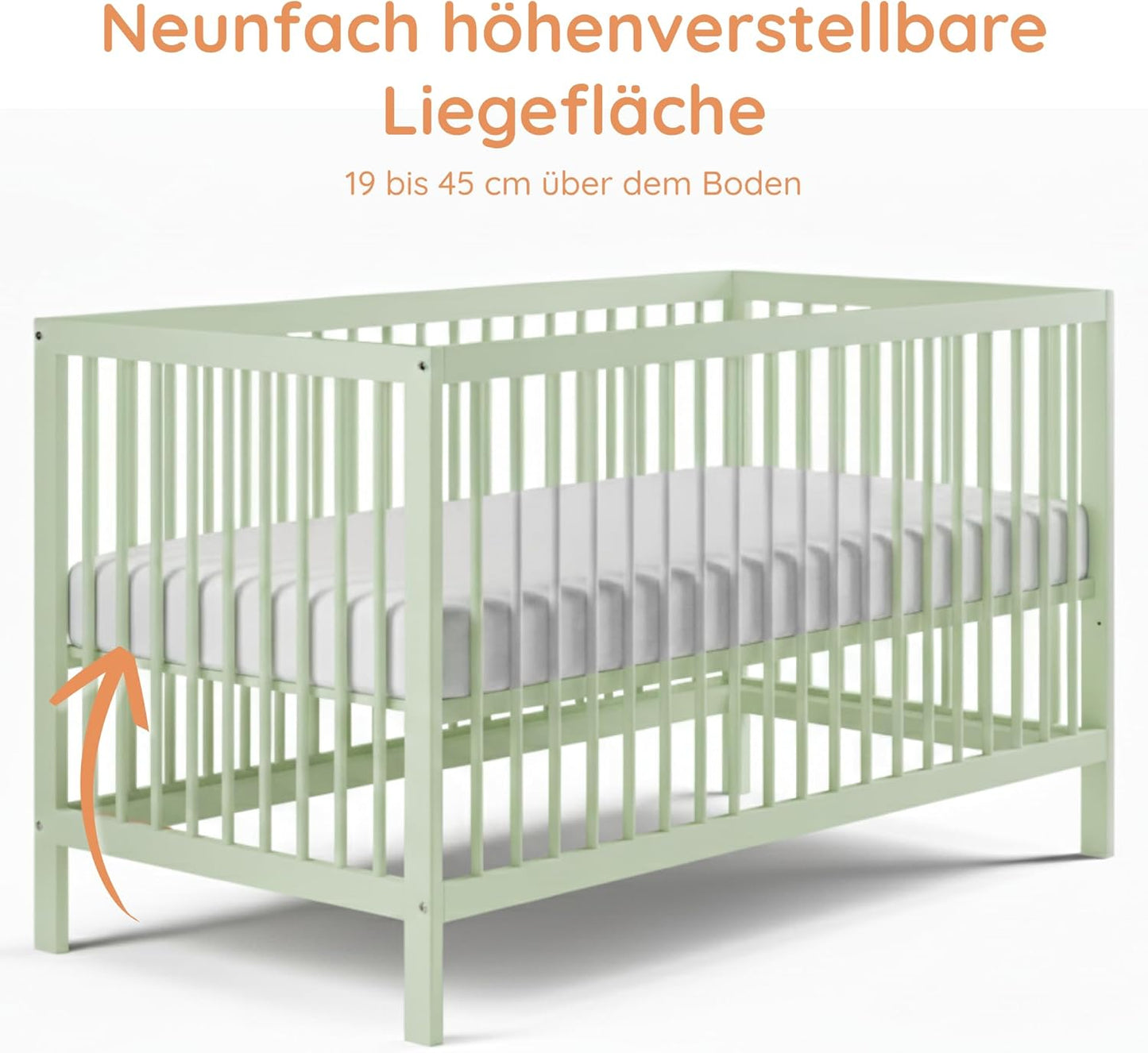 Kids Collective Babybett 60x120 | 70x140 cm, höhenverstellbar 