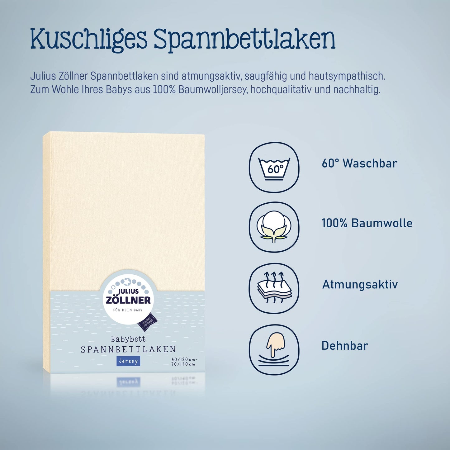 Spannbettlaken für Baby- &amp; Kinderbett, 100 % Jersey-Baumwolle, 2er Pack 