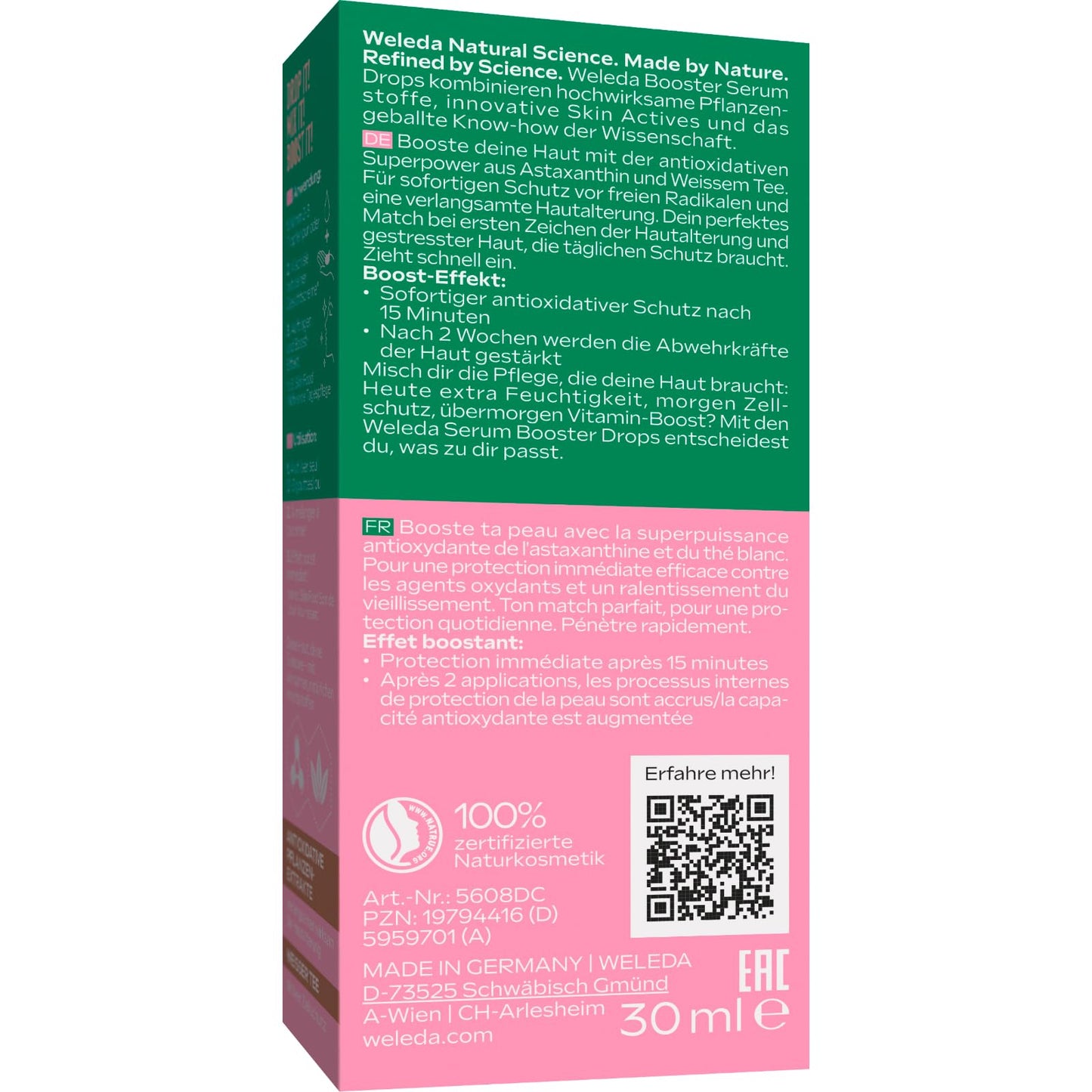 Weleda Organic Skin Food Glow Serum Drops – Natürliche Kosmetik-Booster-Tropfen mit Süßholz und lichtreflektierenden Pigmenten für einen strahlenden Teint und gegen Pigmentflecken 