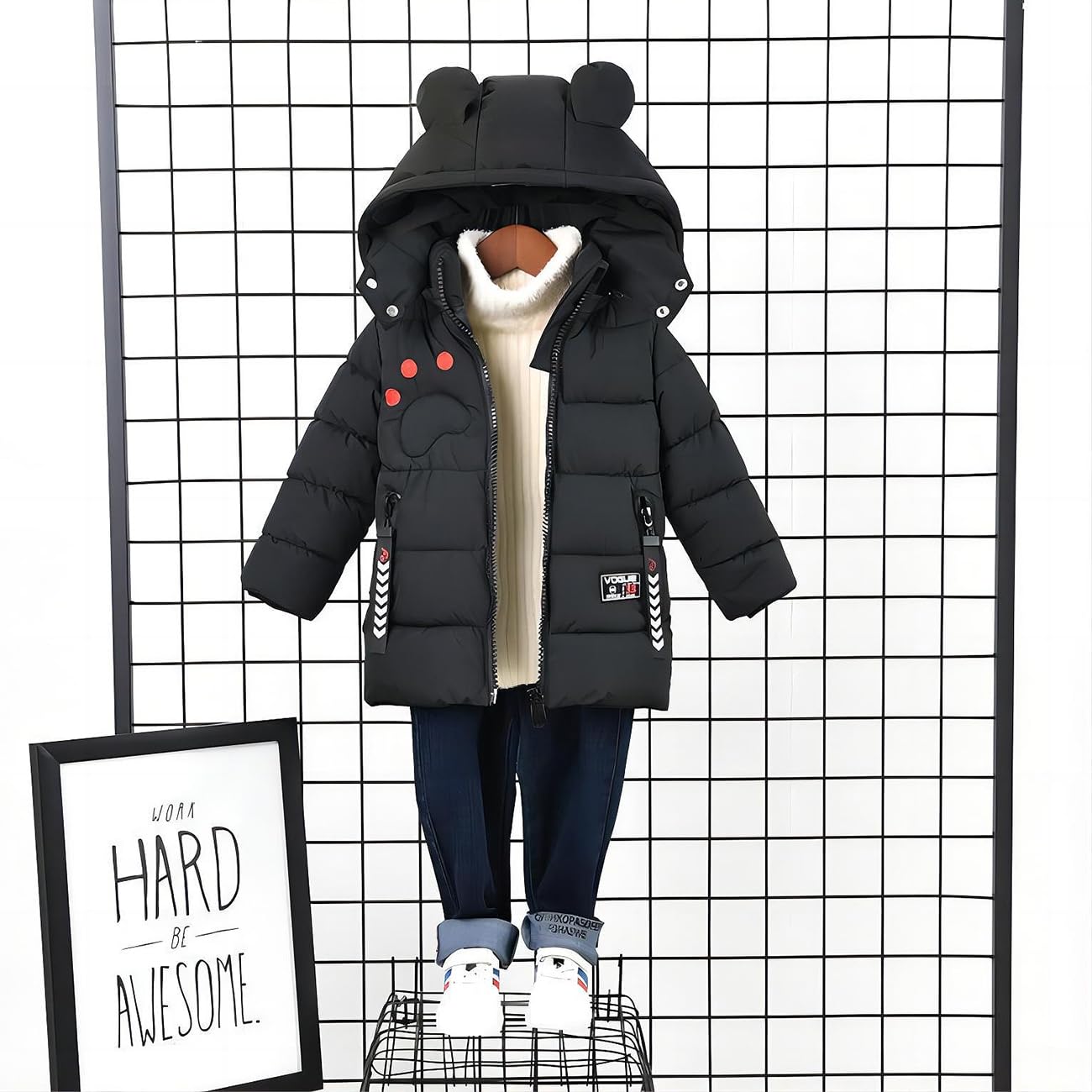 Linboo Winterjacke für Kinder und Jungen, warme Steppjacke, dicker Mantel, Baby-Wintermäntel 