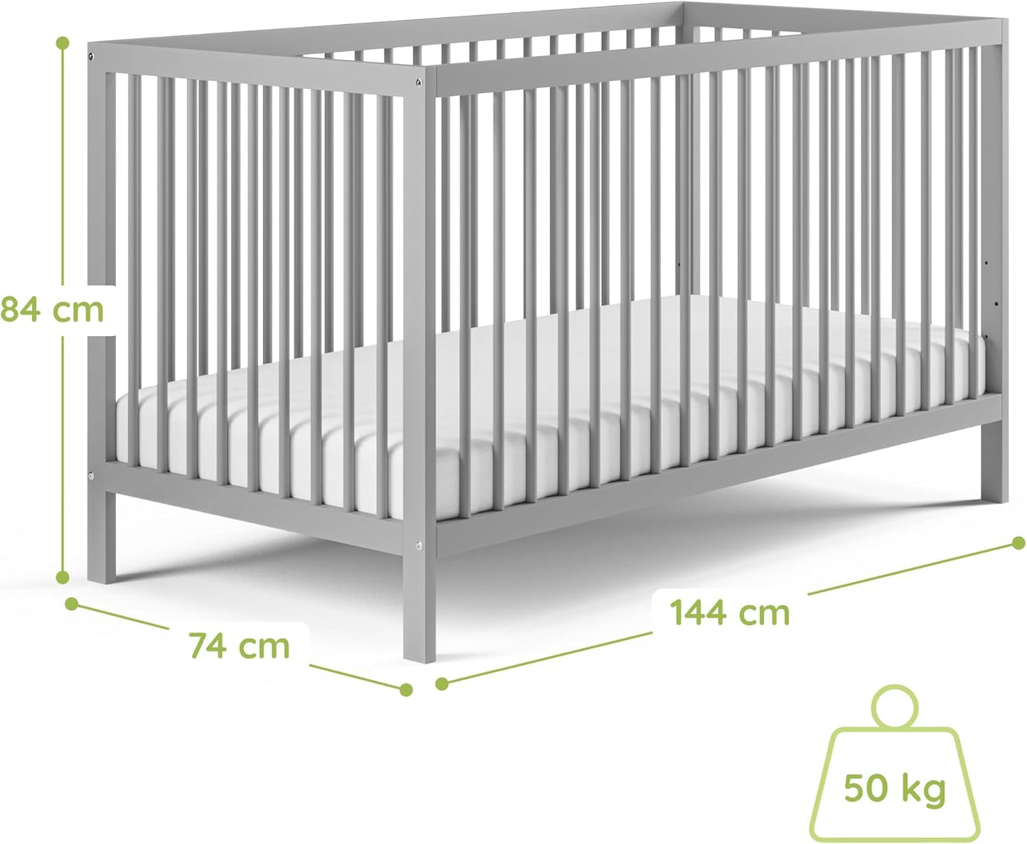 Kids Collective Babybett 60x120 | 70x140 cm, höhenverstellbar 
