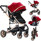 Reenborn 3-in-1 Kinderwagen, Buggy mit zwei umkehrbaren Schiebemodi, Kinderwagen mit Gestell aus Aluminiumlegierung, Babywagen, 3-in-1 Komplettset mit Ein-Klick-Faltmechanismus 