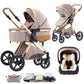 Shineey 3-in-1 Kinderwagen, Buggy, faltbarer Kinderwagen-Satz, Kombi-Kinderwagen 3-in-1 mit großer, komfortabler Babywanne, Gestell aus Aluminiumlegierung 