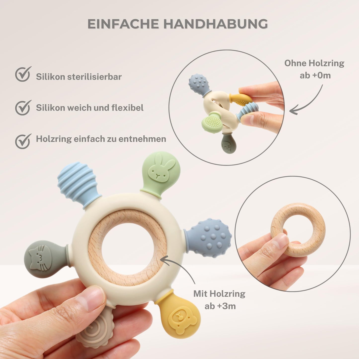 Beißring für Babys – Beißspielzeug – Zahnungshilfe 