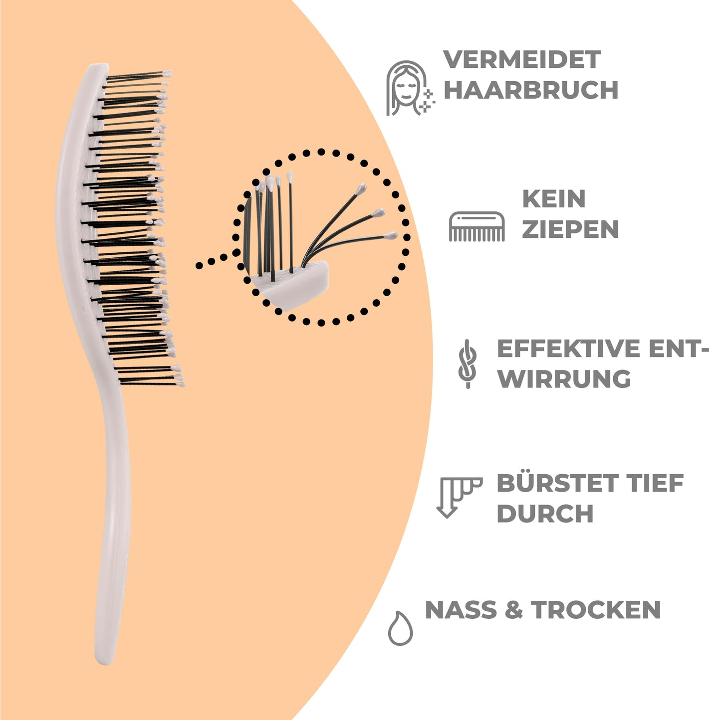 Ninabella Mini Haarbürste ohne Ziepen - Bürste für Reisen - Entwirrbürste für trockenes und nasses Haar - Detangler Bürste
