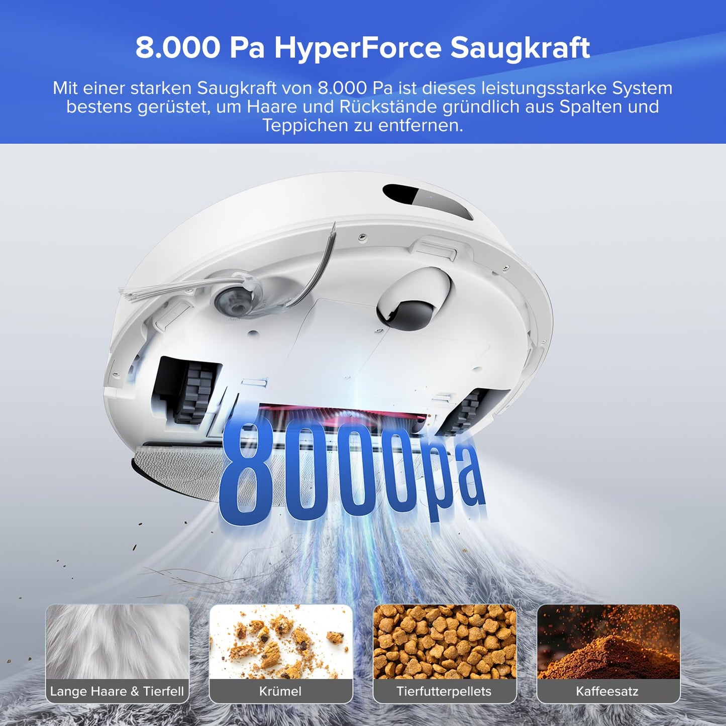 roborock Q7 L5+ Saugroboter mit Wischfunktion, Automatische Staubentleerung, 8.000 Pa Saugkraft, LiDAR-Navigation, Wischroboter für Teppich 