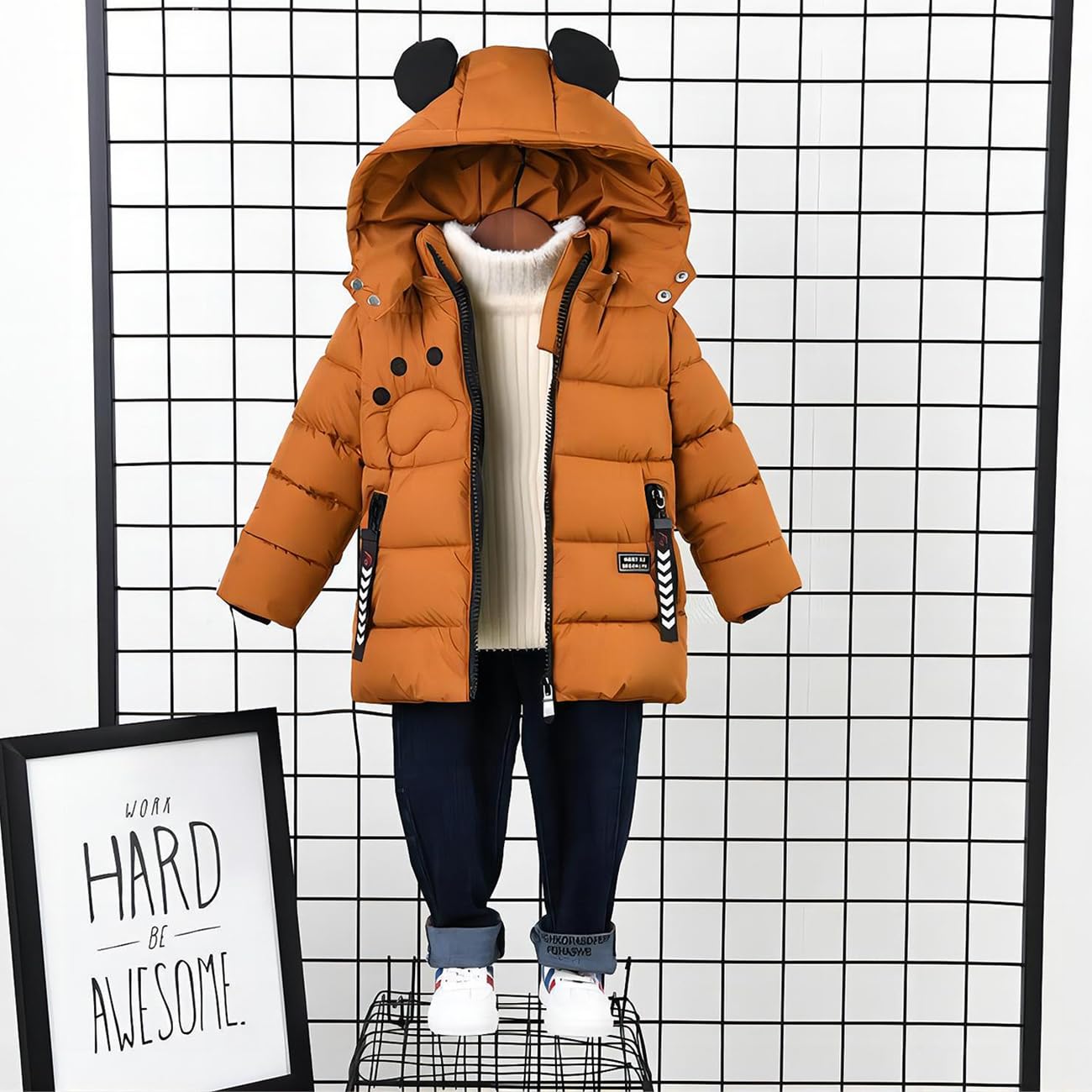 Linboo Winterjacke für Kinder und Jungen, warme Steppjacke, dicker Mantel, Baby-Wintermäntel 