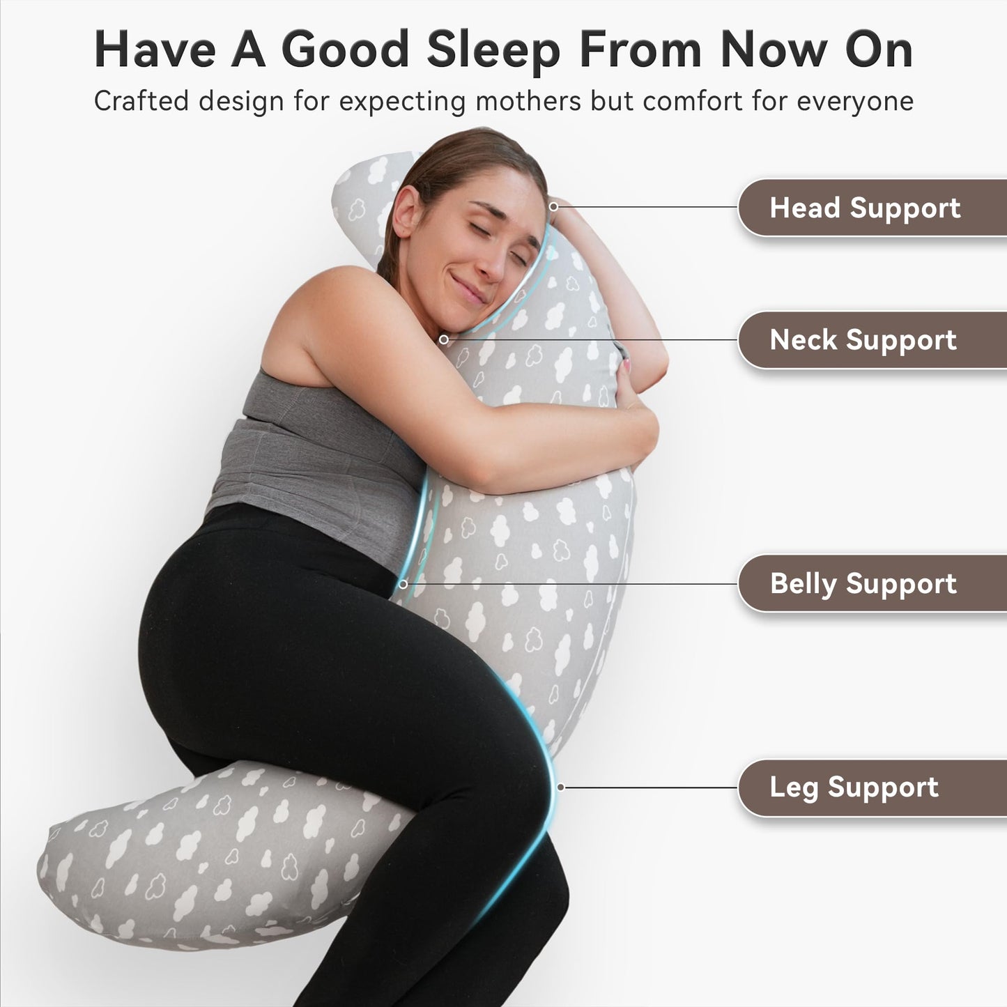 Stillkissen, vielseitiges Positionierungskissen in Übergröße, Schwangerschaftskissen für Babys und Erwachsene, Seitenschläferkissen mit waschbarem 