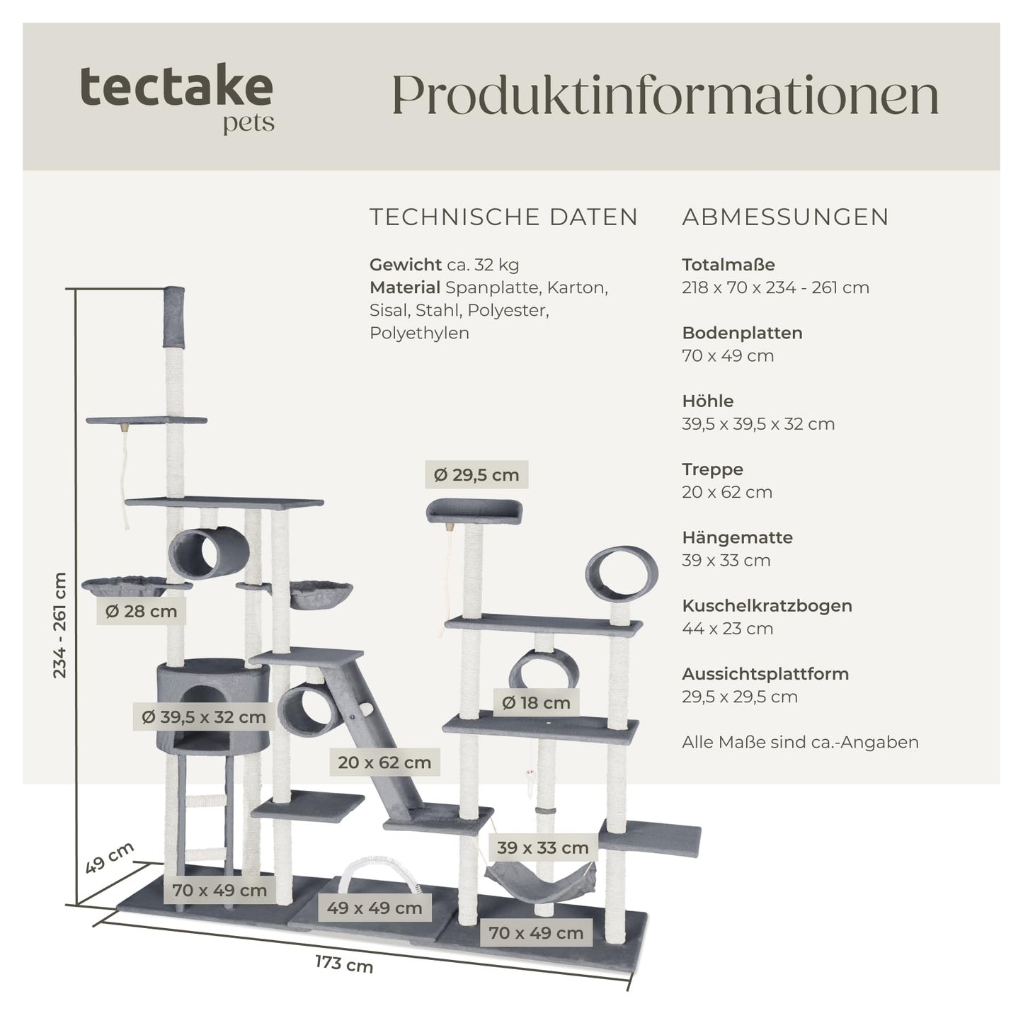 Kratzbaum Snooky | Spielcenter mit Katzenhaus Aussichtsplattformen 