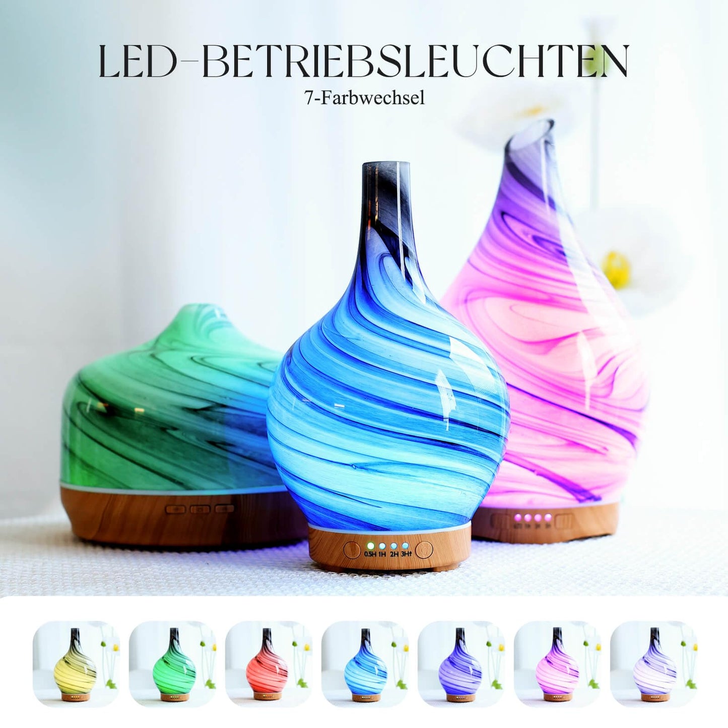 Aroma Diffuser Luftbefeuchter,150ml Luftbefeuchter Ultraschall Leise 7 farbwechselnde LEDs 