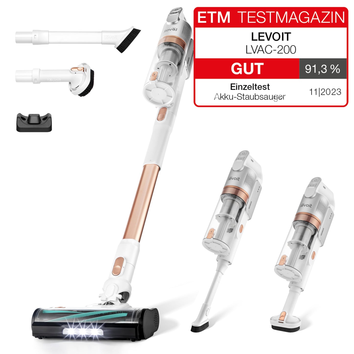 Akku Staubsauger -Levoit - Laufzeit für 75㎡ -4-in-1 Vacuum Cleaner - 99,9 Prozent Filterleistung