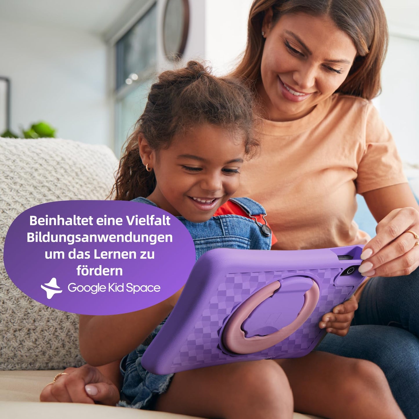 Kinder Kinder-Tablet 10 Zoll mit Android 14 Octa-Core-Prozessor, 4 GB RAM + 64 GB ROM (1 TB TF-Karte) mit Kindersicherungs-App, 6000 mAh Akku, WLAN 