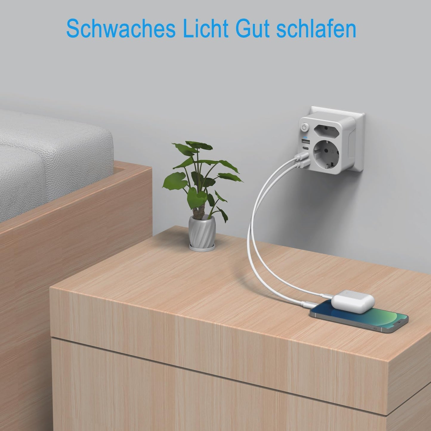 Aipsdo Doppelstecker für USB Steckdose, Mehrfachsteckdose mit 4 USB Stromstecker, USB C Adapter, Steckdosenadapter, 2-fach Stecker mit USB, Mehrfachstecker für Steckdose, USB Mehrfachstecker 