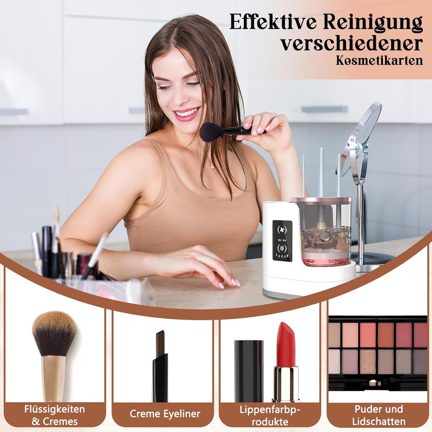 Electric Makeup Brush Cleaner Machine Automatic 3-in-1 - Includes Drying Station & Hygienic Care