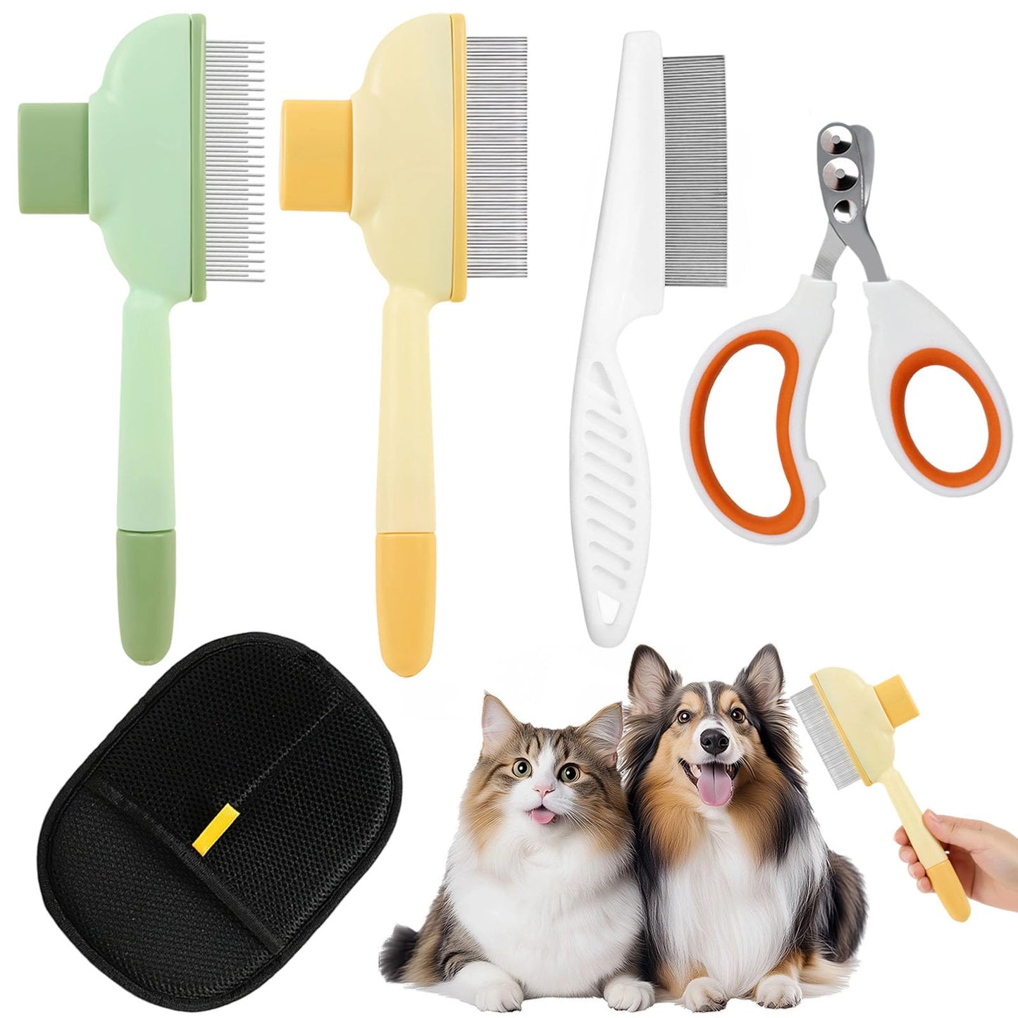 3 Stück Hundebürste Katzenbürste für Langhaar und Kurzhaar, Tierhaarentferner Handschuh 