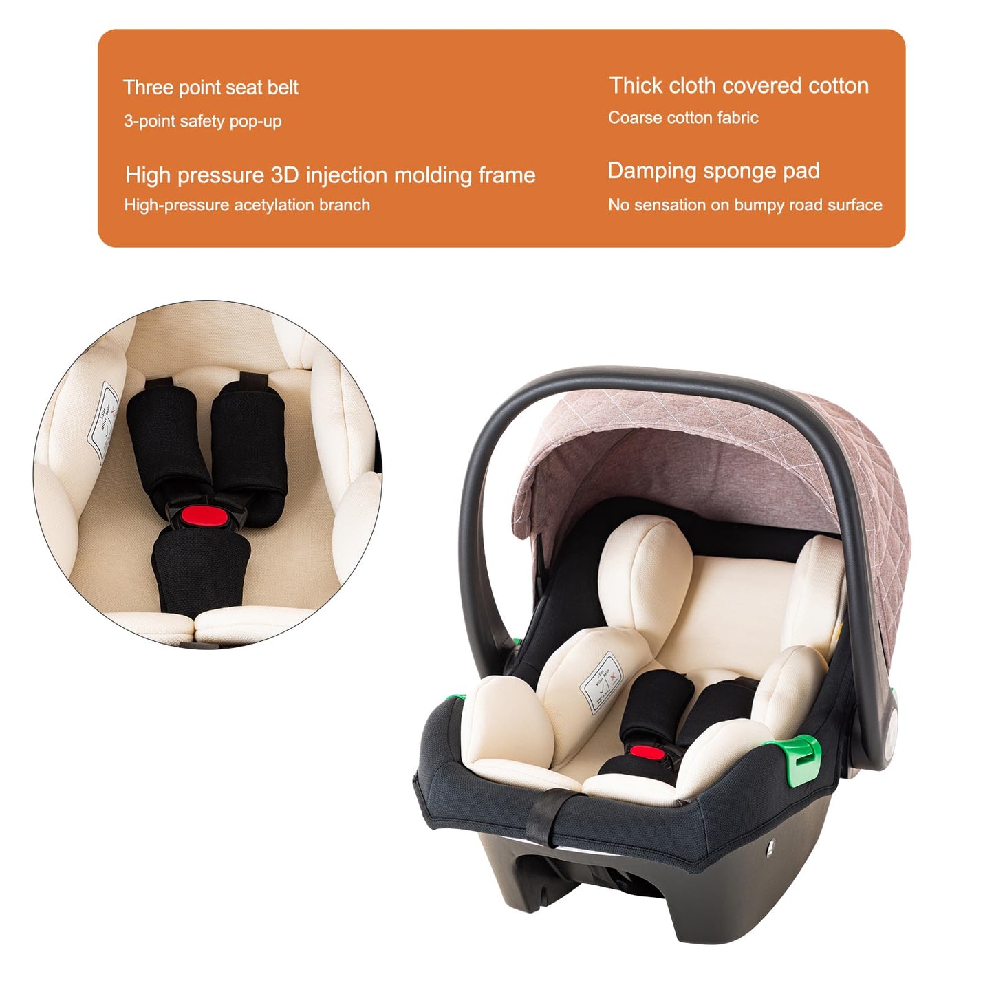 Shineey 3-in-1 Kinderwagen, Buggy, faltbarer Kinderwagen-Satz, Kombi-Kinderwagen 3-in-1 mit großer, komfortabler Babywanne, Gestell aus Aluminiumlegierung 