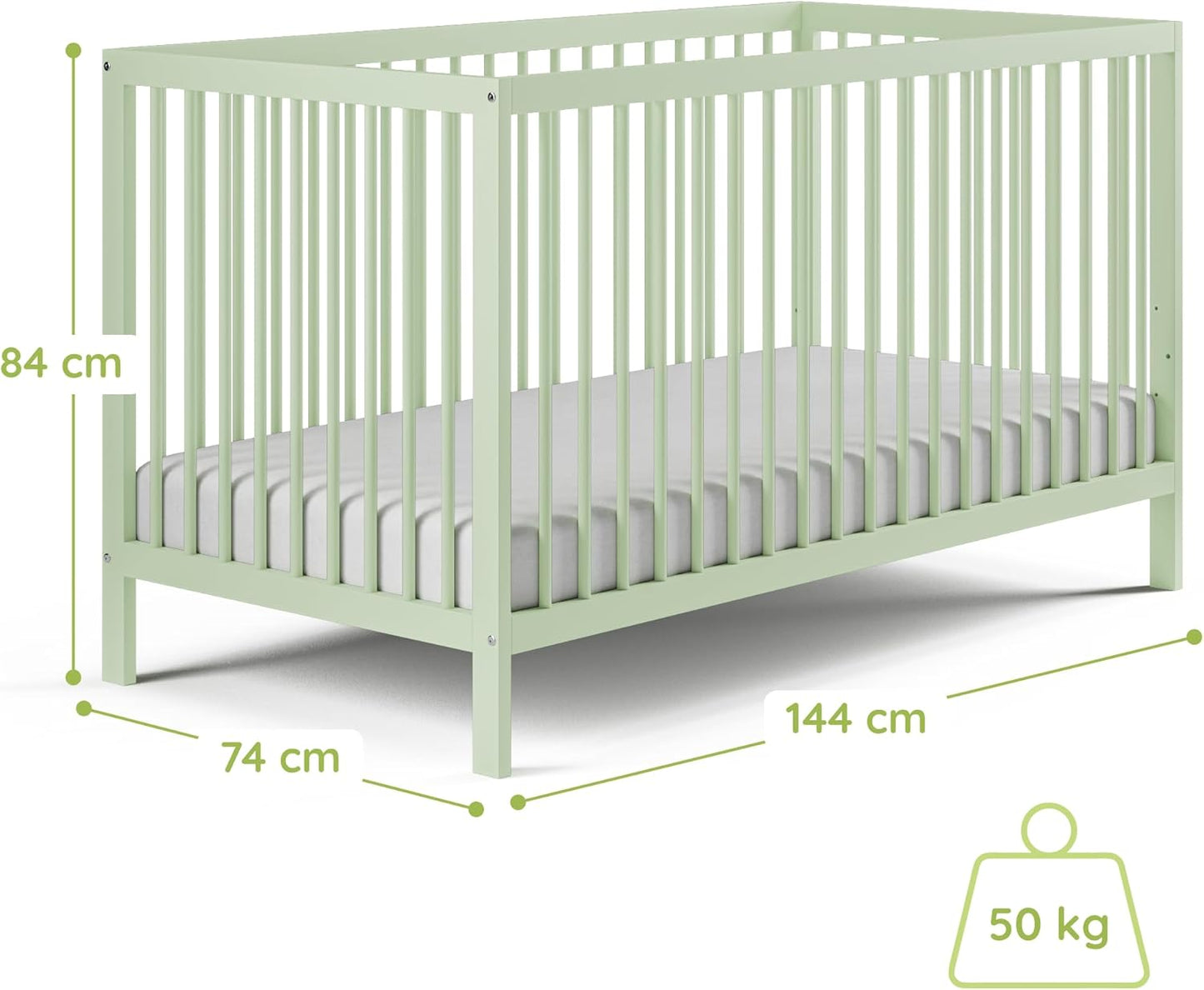Kids Collective Babybett 60x120 | 70x140 cm, höhenverstellbar 