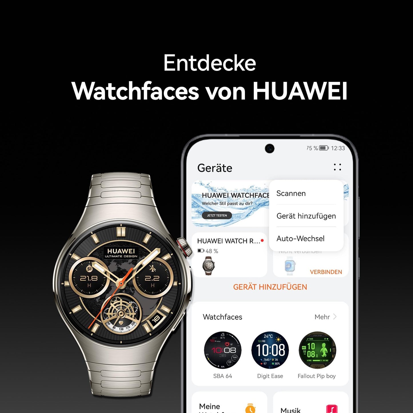 HUAWEI Watch 5 Smartwatch für Damen und Herren, Gesundheitsübersicht, wasserdicht bis 5 ATM, GPS, SpO2-Messung am Finger, kompatibel mit Android™ und iOS, Saphirglas, 42 mm, Weiß 