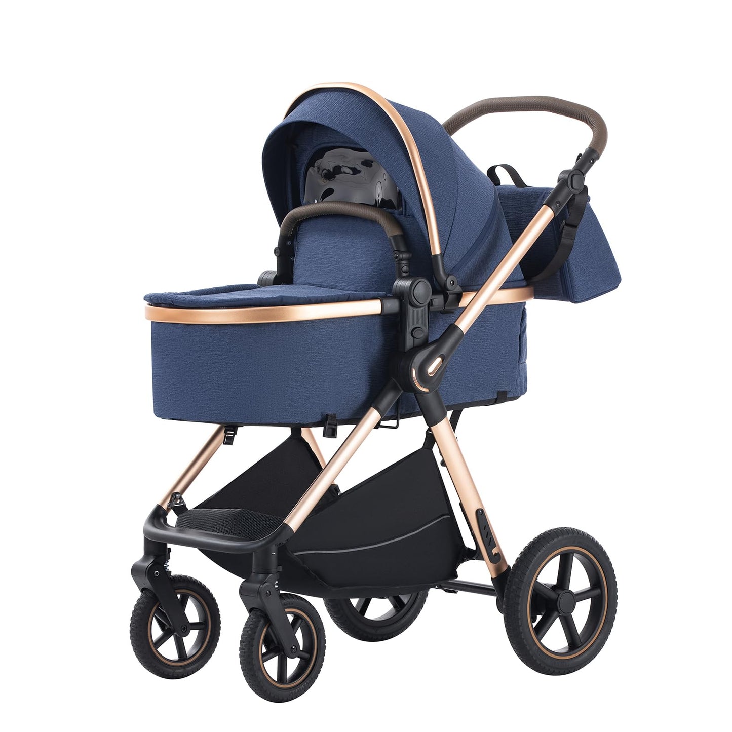 Shineey 3-in-1 Kinderwagen, Buggy, faltbarer Kinderwagen-Satz, Kombi-Kinderwagen 3-in-1 mit großer, komfortabler Babywanne, Gestell aus Aluminiumlegierung 