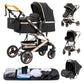 YAZOCO kinderwagen 3 in 1 Buggy Babybett Komplett Set Einem Klick Zusammenklappbarer Kinderwagen, KombiKinderwagen Aluminiumrahmen für Neugeborene 