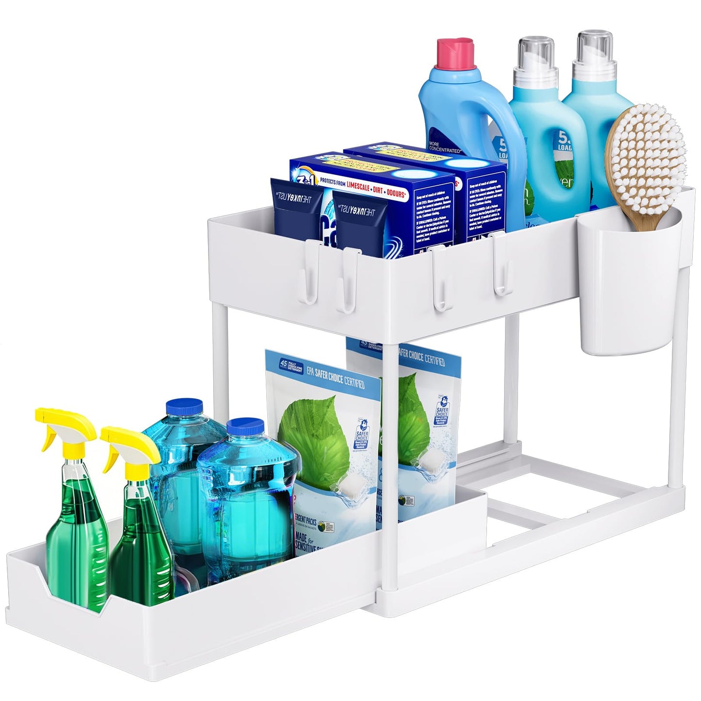 Puricon Unter Waschbecken Regal Spülschrank Organizer, 2 Etagen Standregal Küche Arbeitsplatte Regal Organizer 