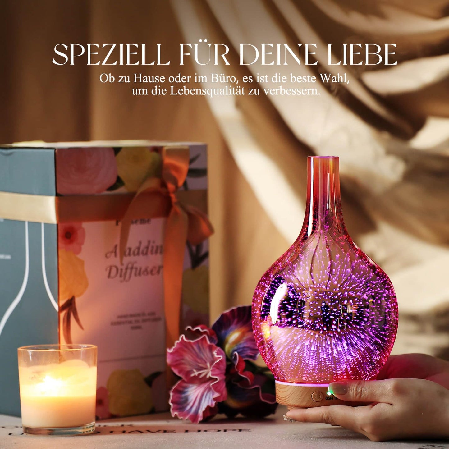 Aroma Diffuser Luftbefeuchter,150ml Luftbefeuchter Ultraschall Leise 7 farbwechselnde LEDs 