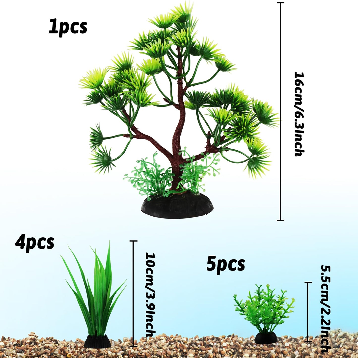 10er-Pack künstliche Pflanzen, Aquariendekoration, grüne Kunststoffpflanzen 