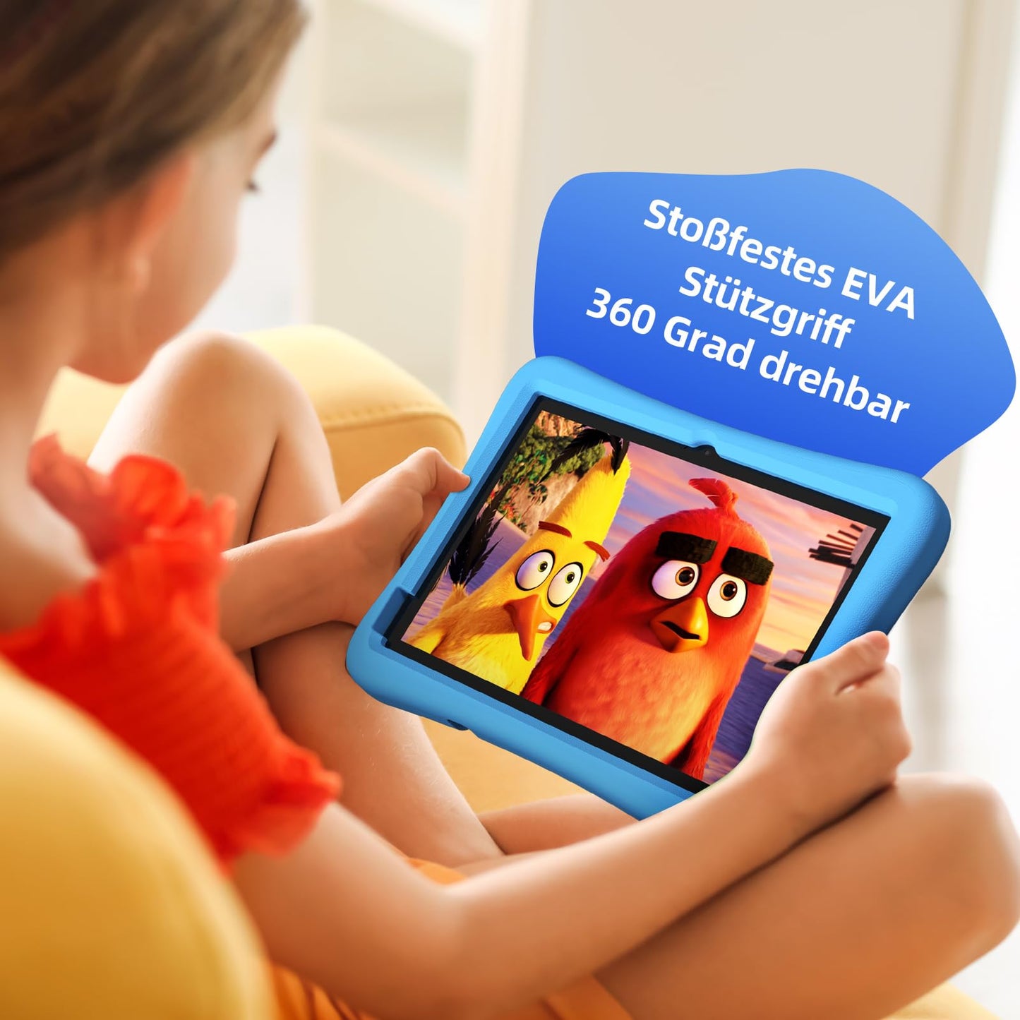 Kinder Kinder-Tablet 10 Zoll mit Android 14 Octa-Core-Prozessor, 4 GB RAM + 64 GB ROM (1 TB TF-Karte) mit Kindersicherungs-App, 6000 mAh Akku, WLAN 