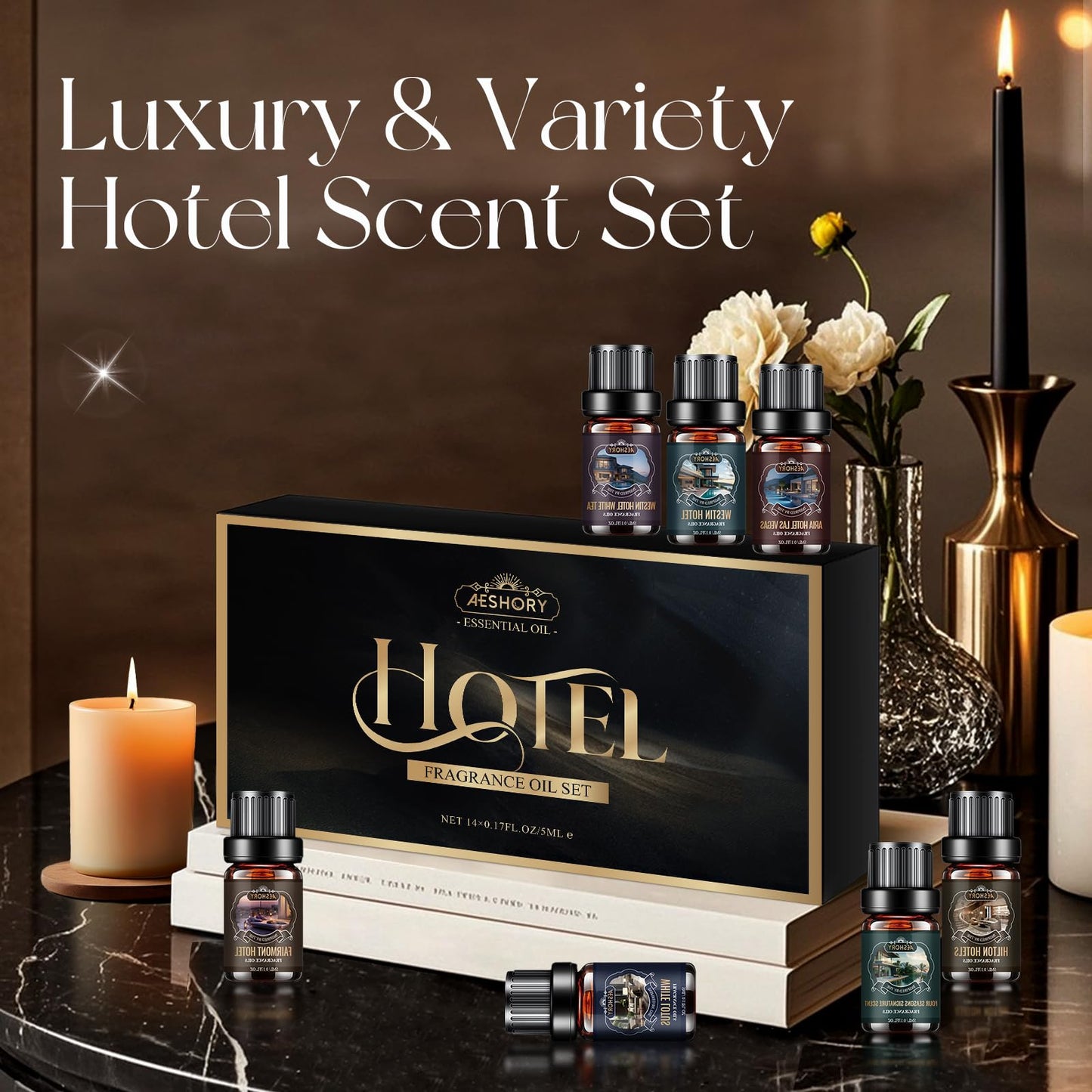 AESHORY 14 x 5 ml Hotel-Set mit ätherischen Ölen, Duftöl für Luftbefeuchter, für frische Luft 