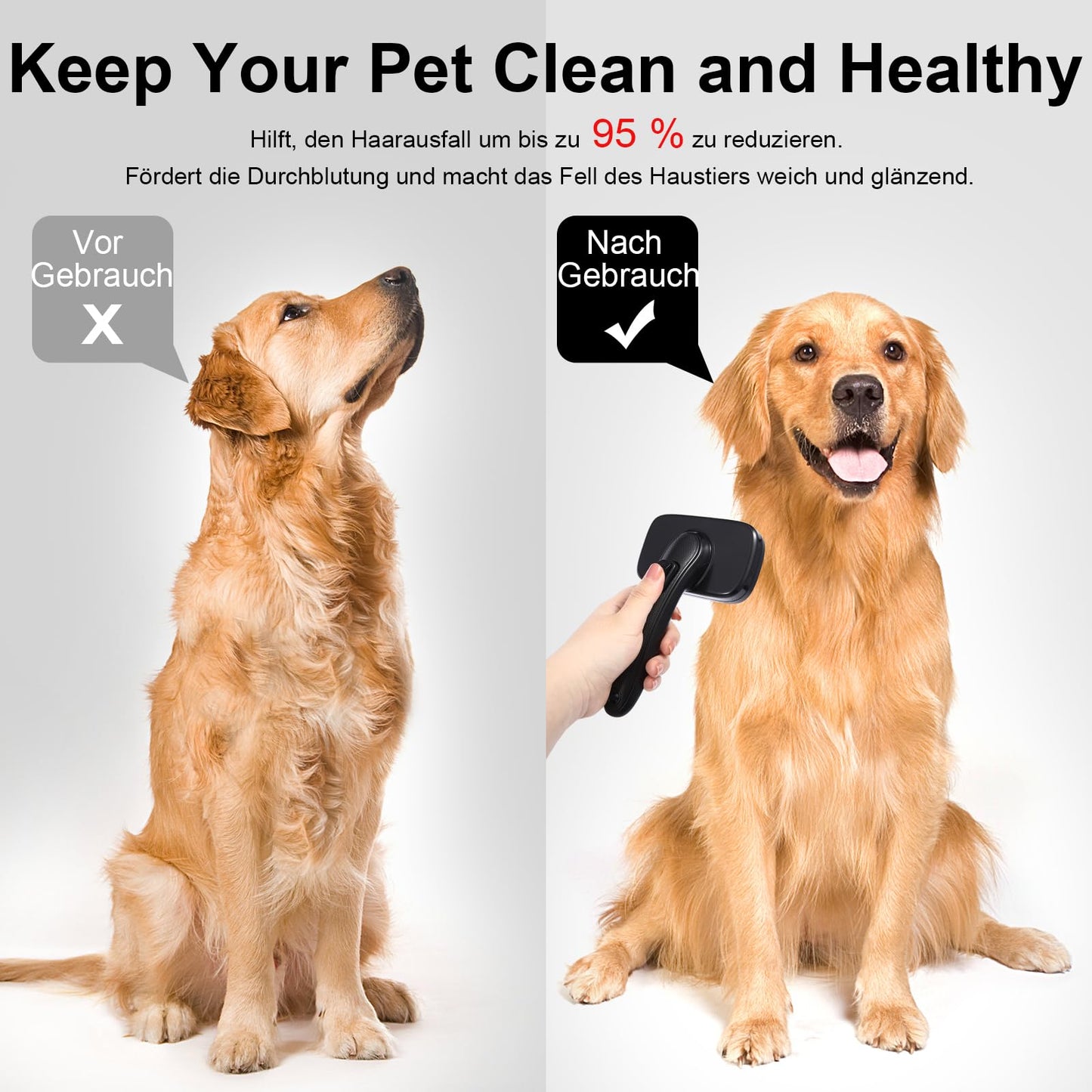 Hundebürste für Hunde und Katzen, selbstreinigend, Katzenbürste für Unterwäsche und Fell 