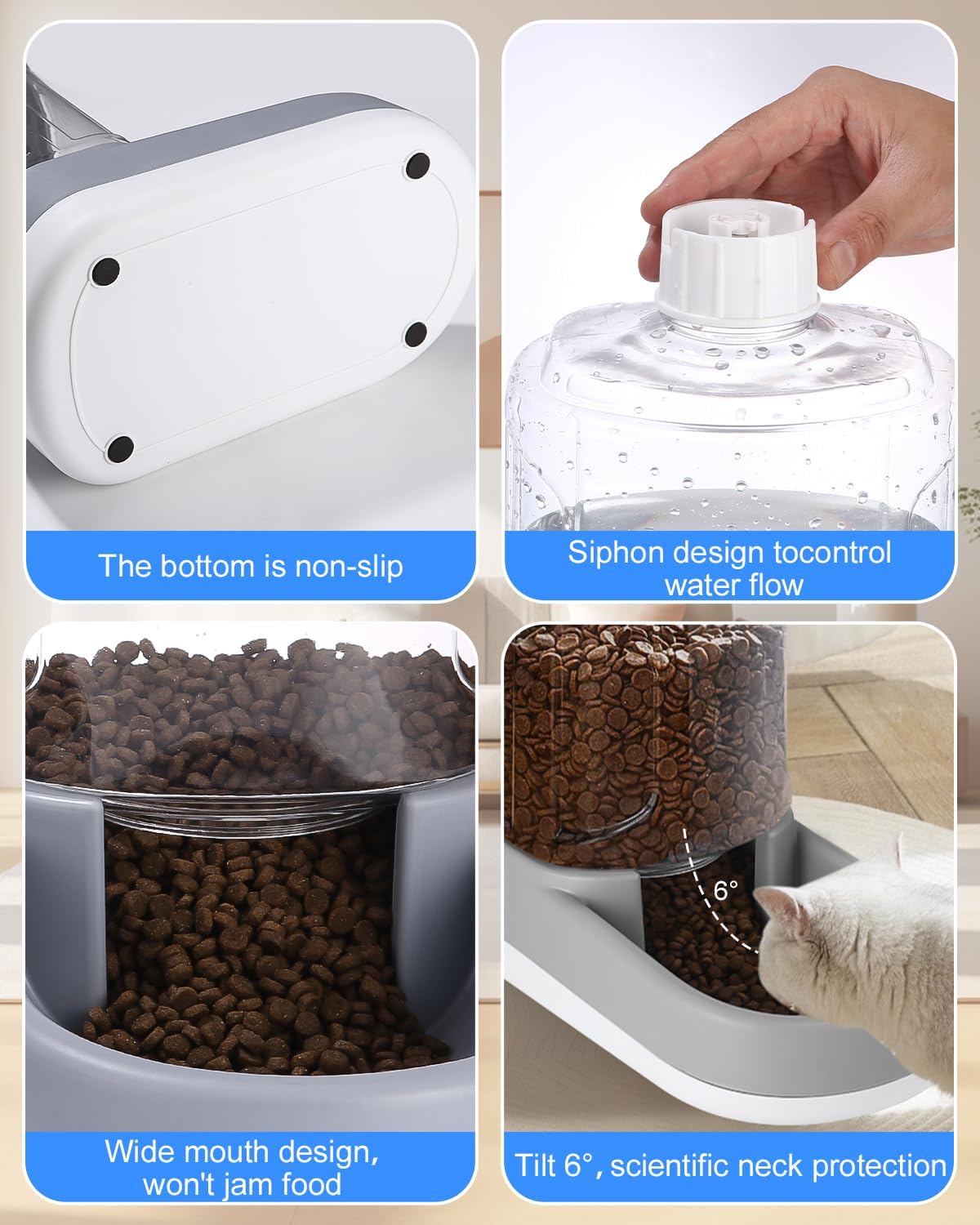 Automatisches Futter und Wasserspender für Hunde, Katzen, Futterspender und Wasserspender, 2X 3,8 L 