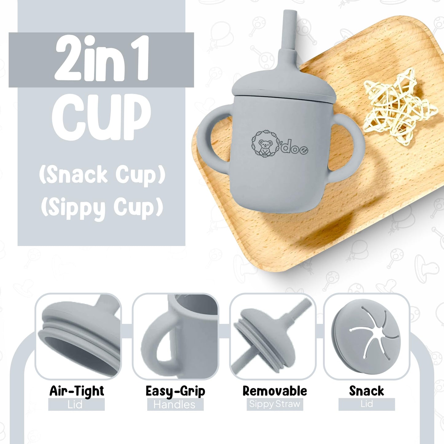 11-teiliges Babygeschirr-Set mit LED-Beleuchtung, Zubehör für Kleinkinder, Baby-Fütterungsset 