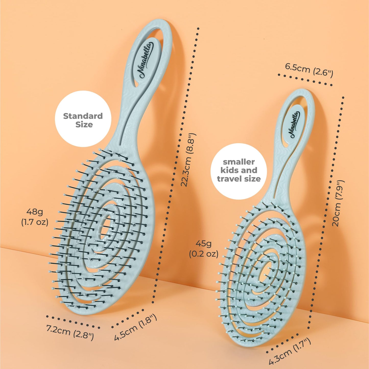 Ninabella Mini Haarbürste ohne Ziepen - Bürste für Reisen - Entwirrbürste für trockenes und nasses Haar - Detangler Bürste