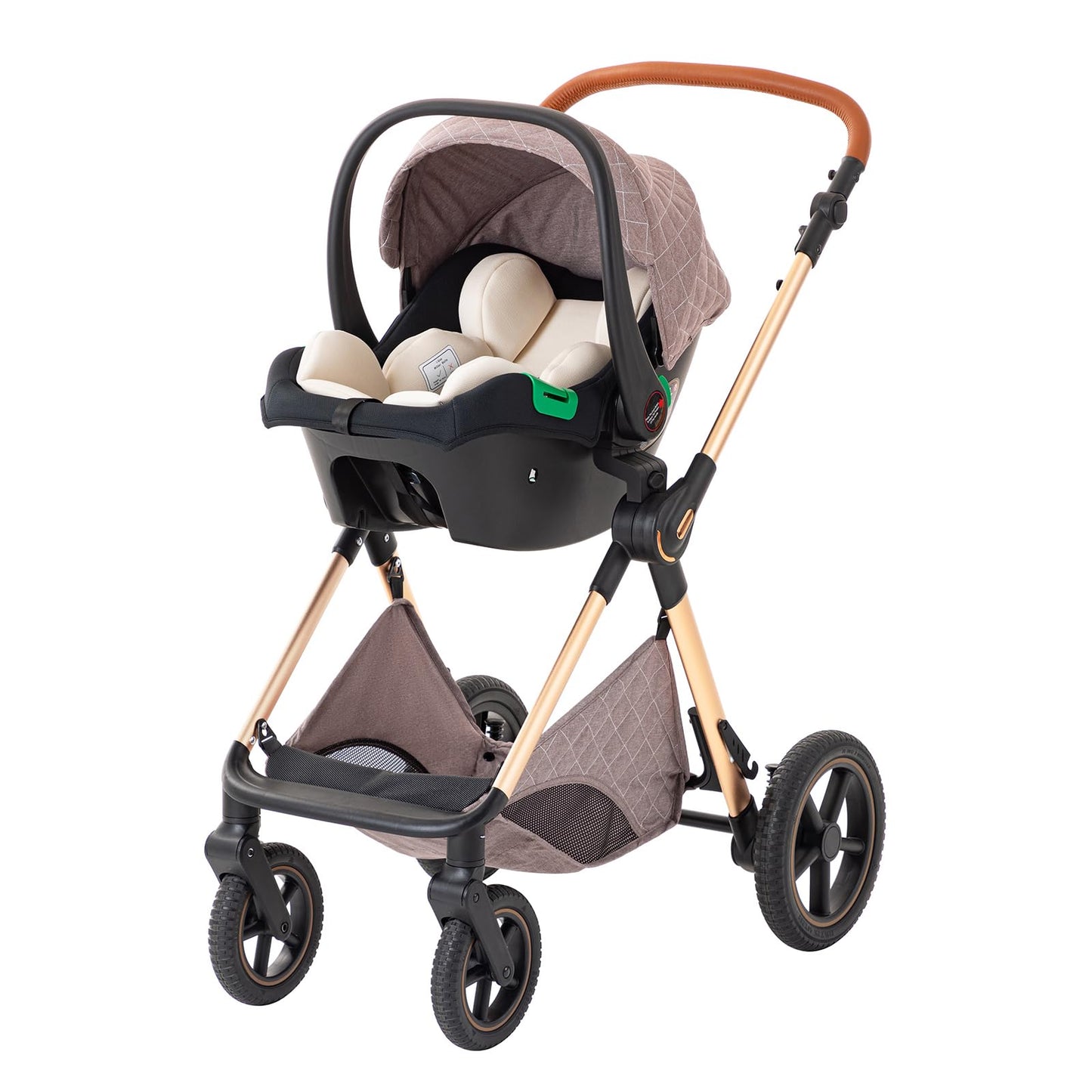 Shineey 3-in-1 Kinderwagen, Buggy, faltbarer Kinderwagen-Satz, Kombi-Kinderwagen 3-in-1 mit großer, komfortabler Babywanne, Gestell aus Aluminiumlegierung 